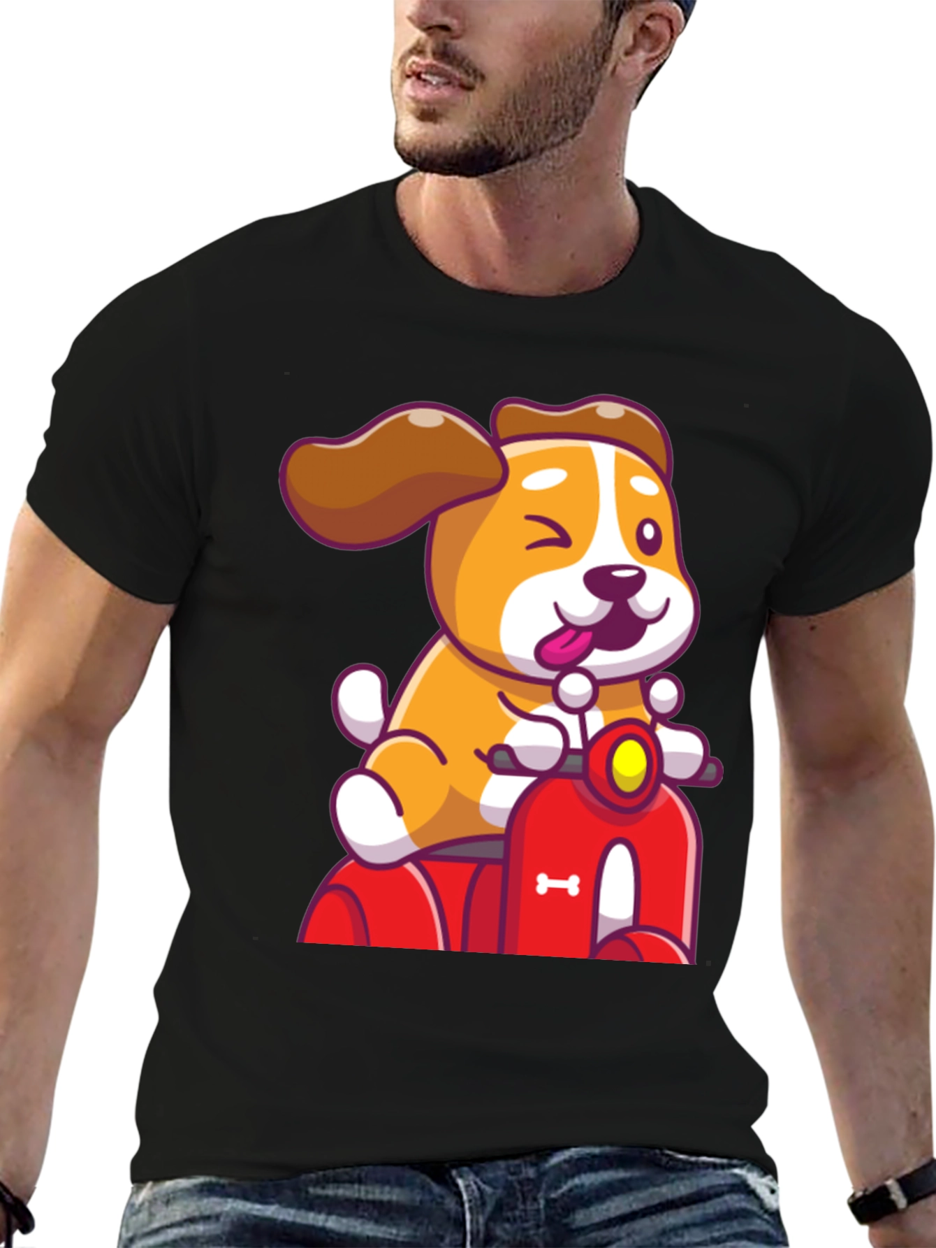 Dog Riding Scooter Graphic T-Shirt - 6