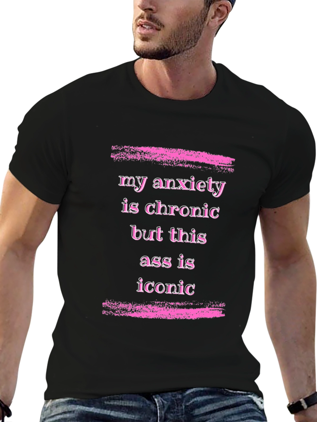 Black Anxiety is Chronic Funny Graphic T-Shirt view 6