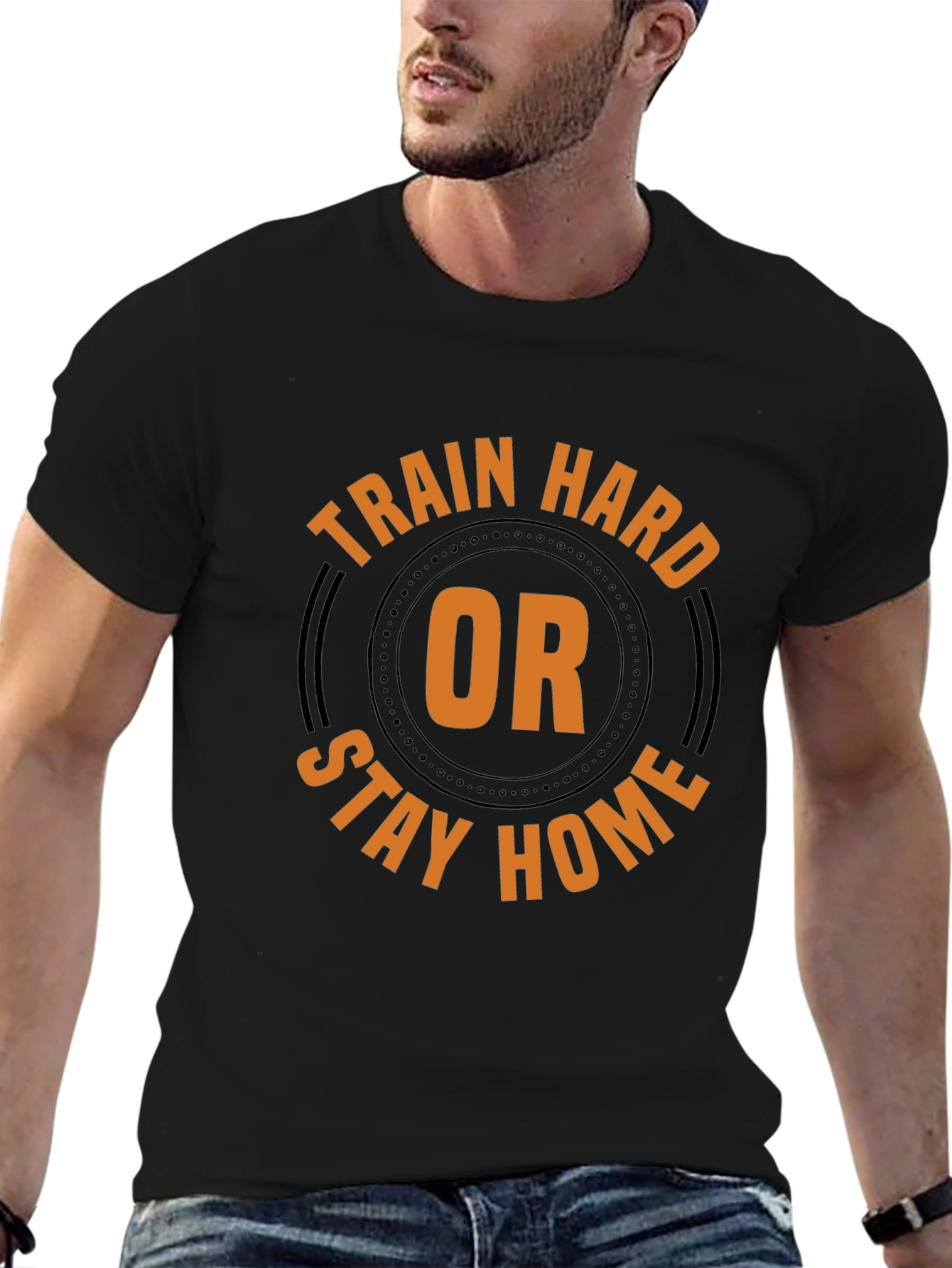 Black Train Hard or Stay Home Graphic Tee view 6