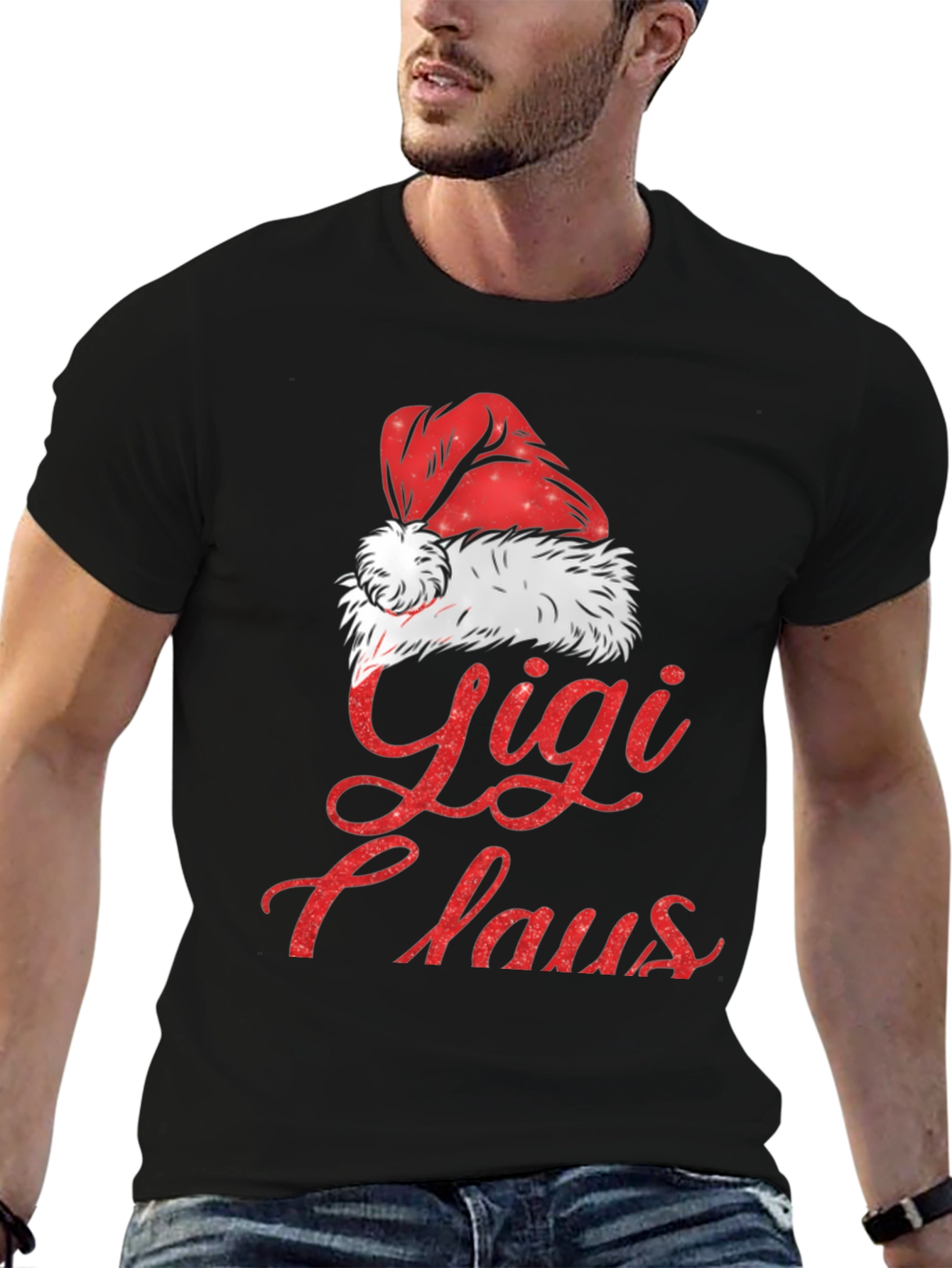 Black Gigi Claus Christmas Graphic Tee Shirt view 6