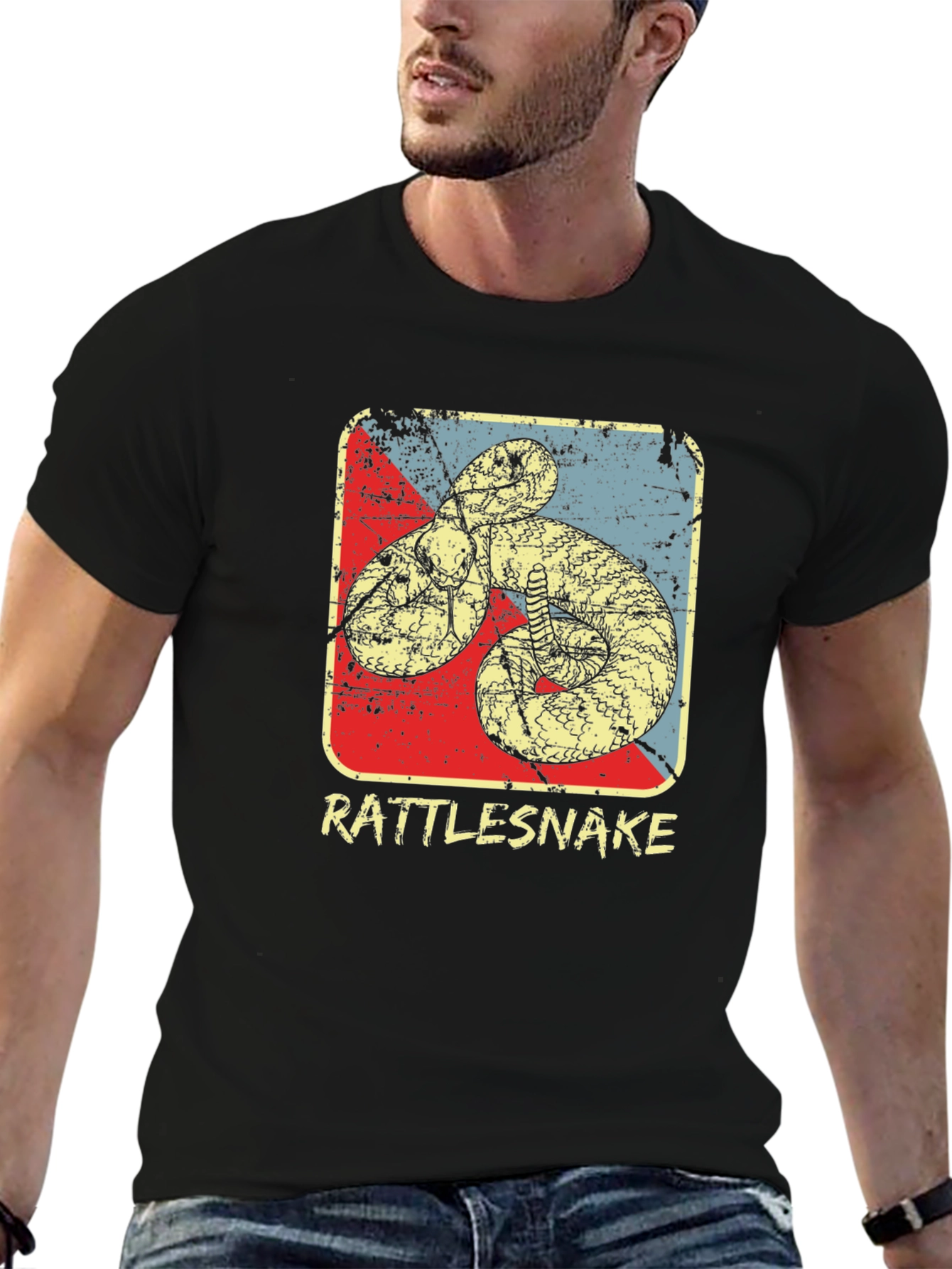 Black Rattlesnake Graphic Print T-Shirt view 6