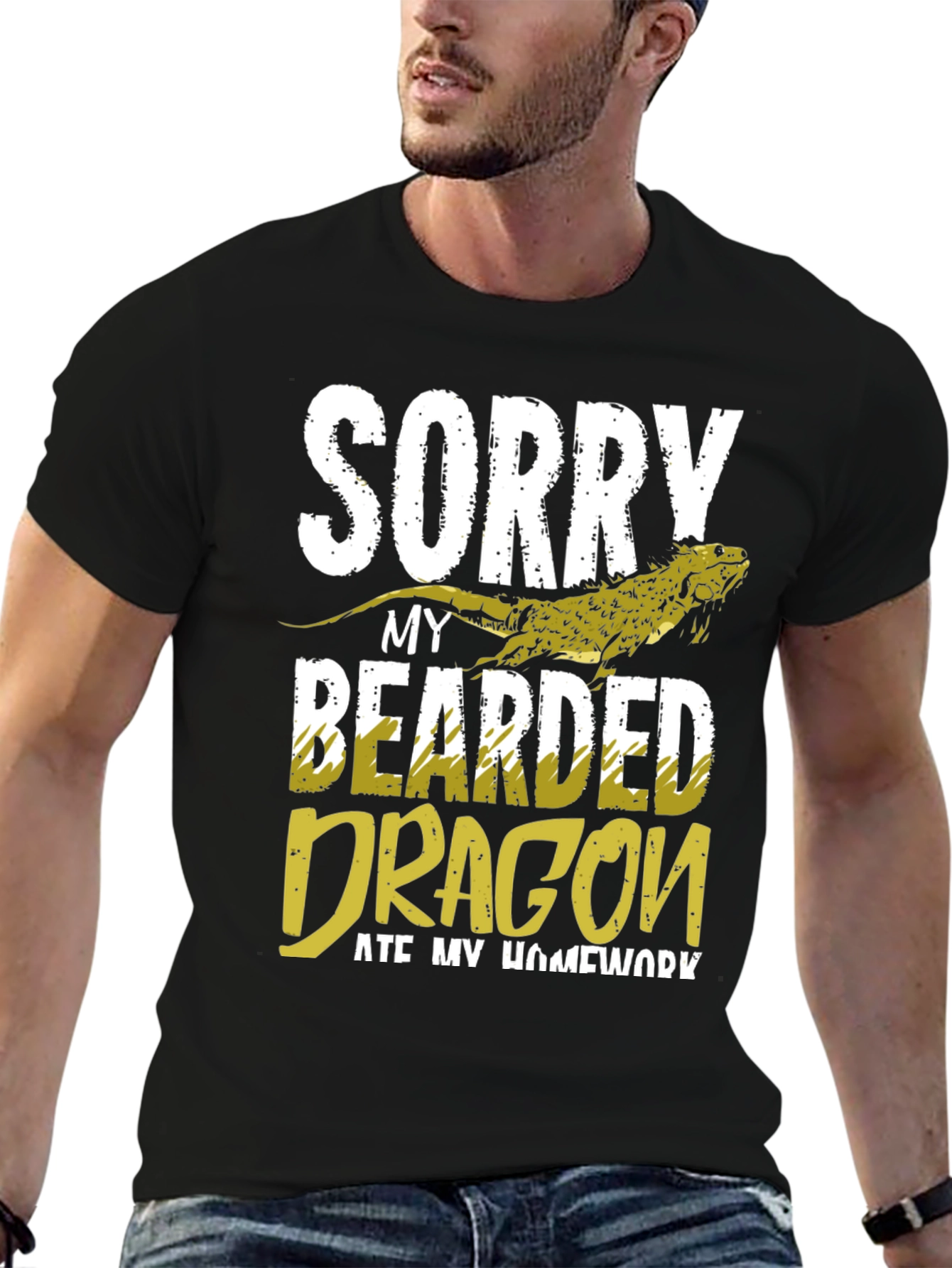 Black Bearded Dragon Ate My Homework Funny Graphic Tee view 6