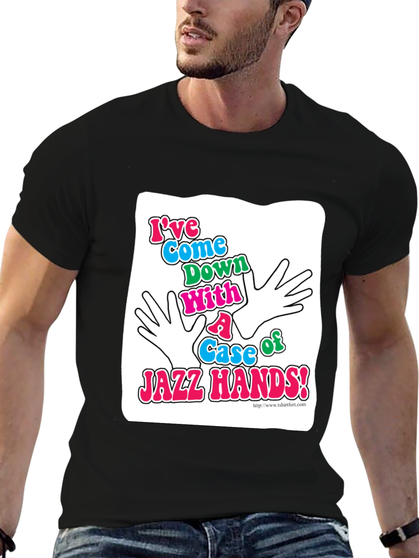 Black Jazz Hands Graphic T-Shirt - Black Cotton Tee view 6