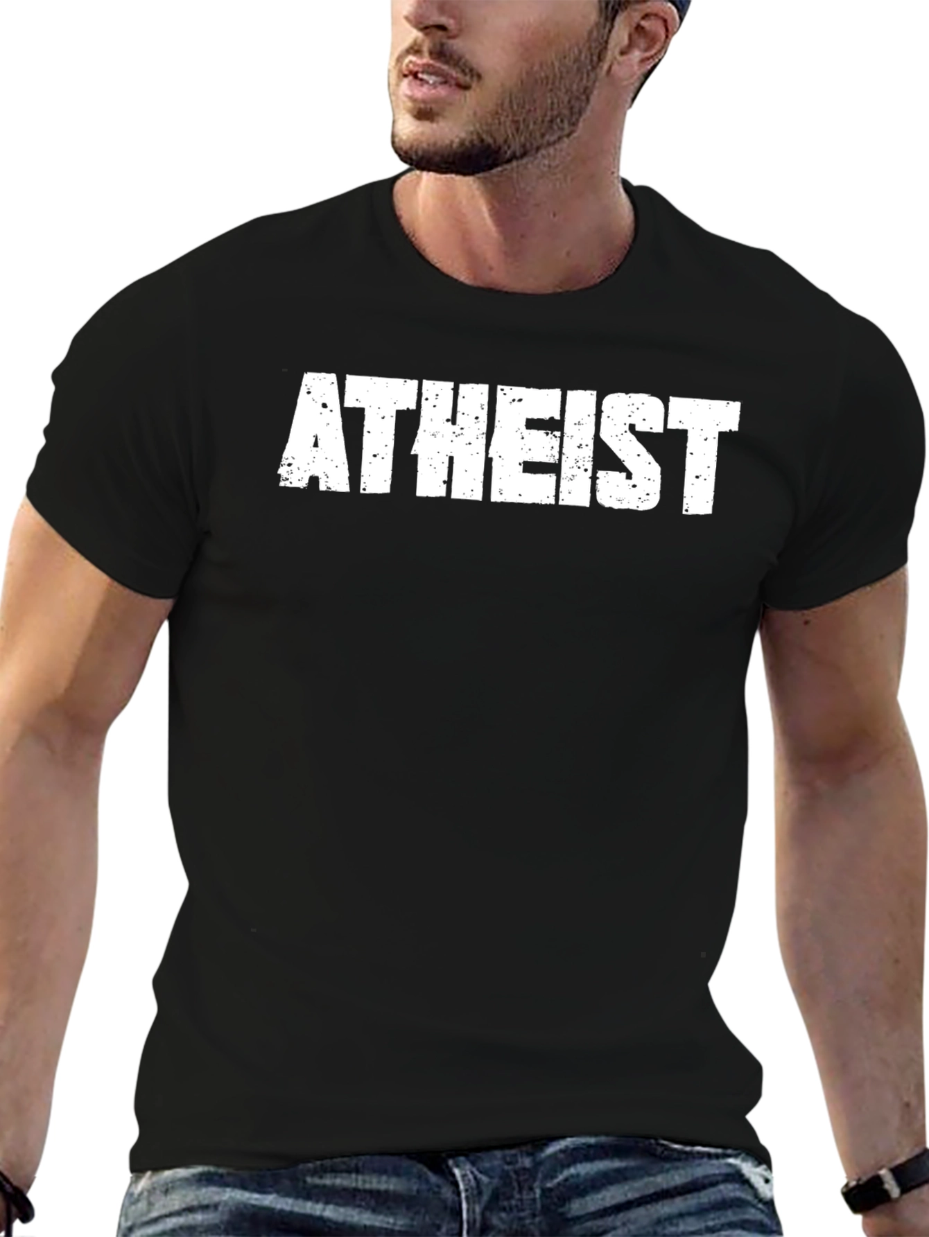Black Atheist Graphic T-Shirt - Bold Statement Tee view 6