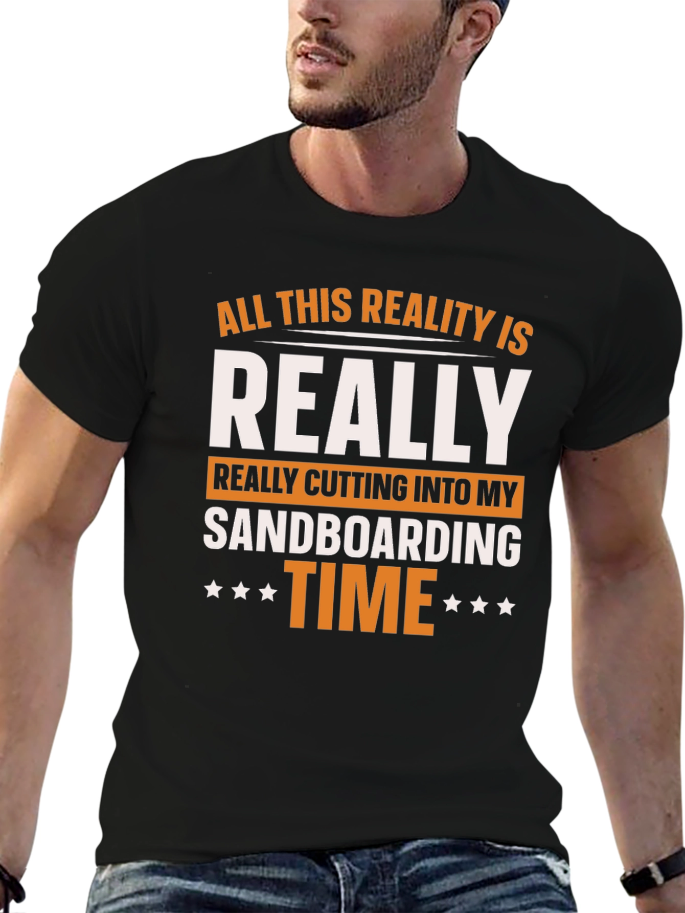 Black Sandboarding Time Graphic Tee view 6
