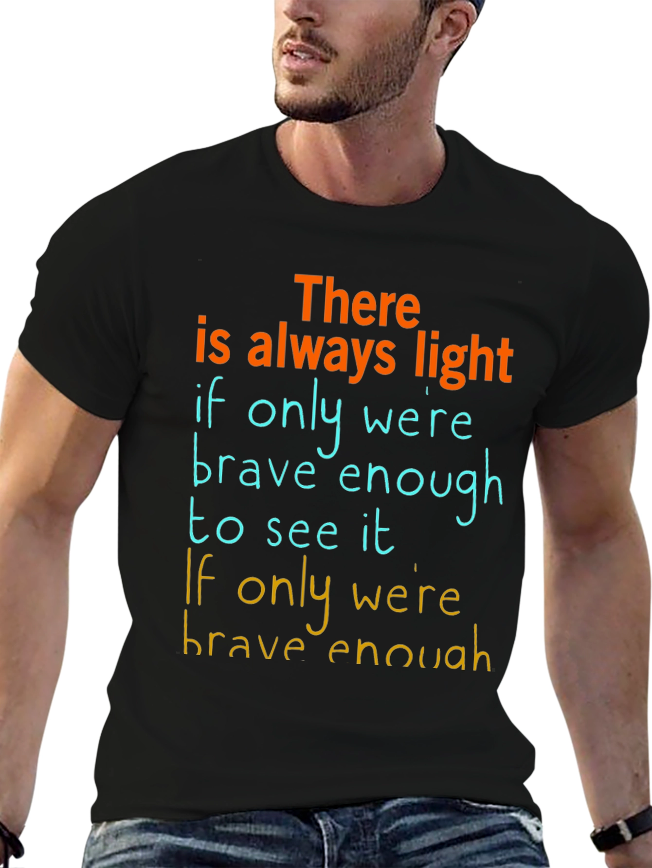 Black Inspirational Graphic T-Shirt: Always Light view 6