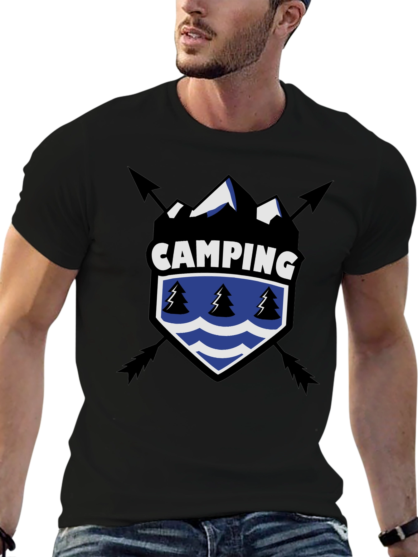 Black Camping Adventure Graphic Tee - Black view 6