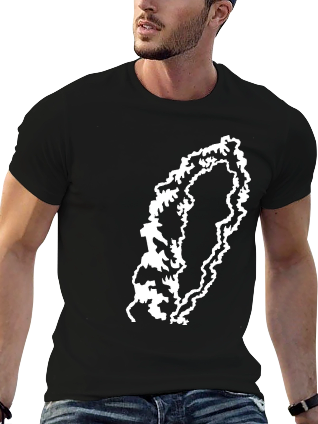 Black Abstract Graphic Print T-Shirt - Modern Style view 6