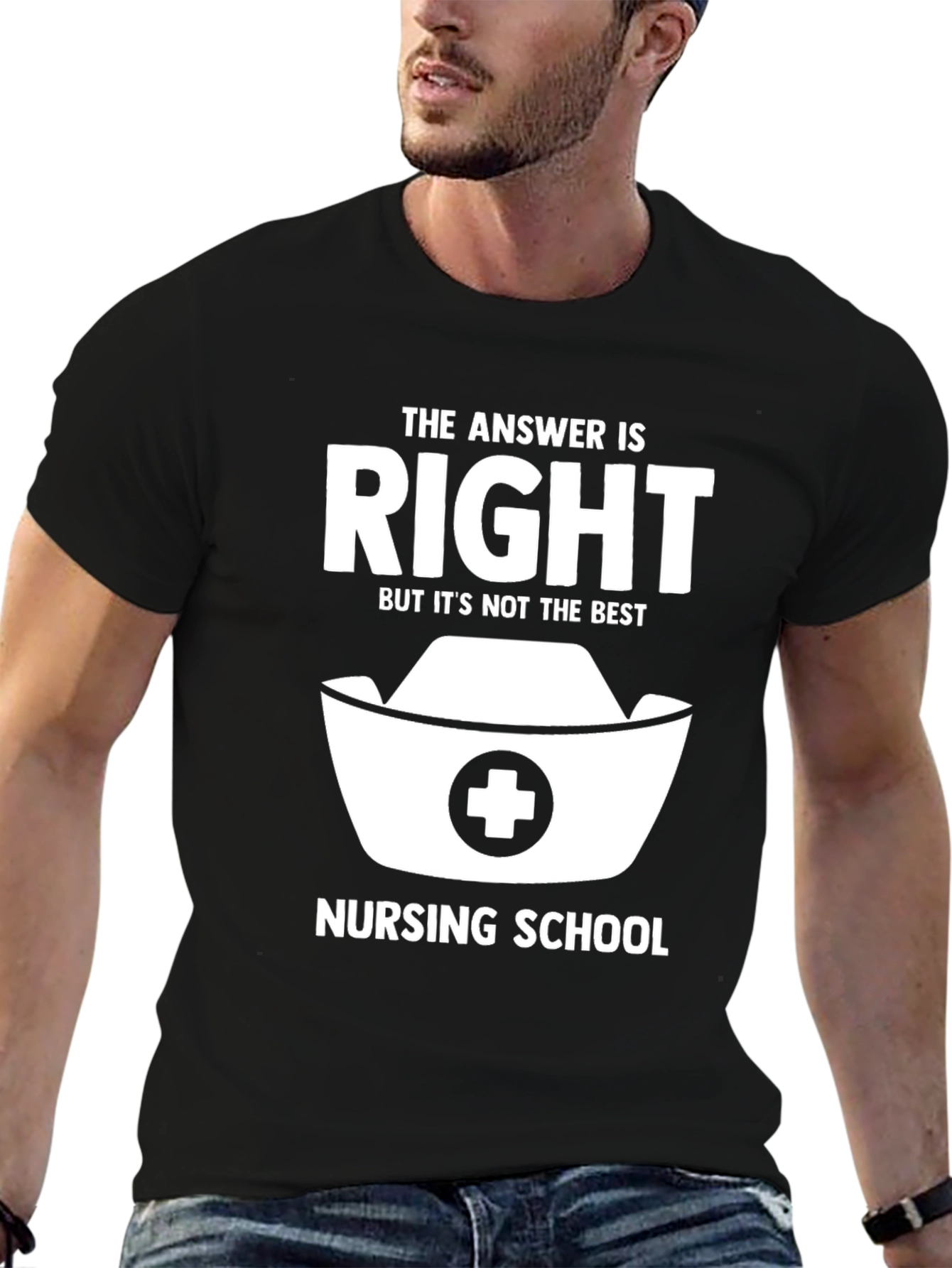 Black Nursing School Answer T-Shirt view 6