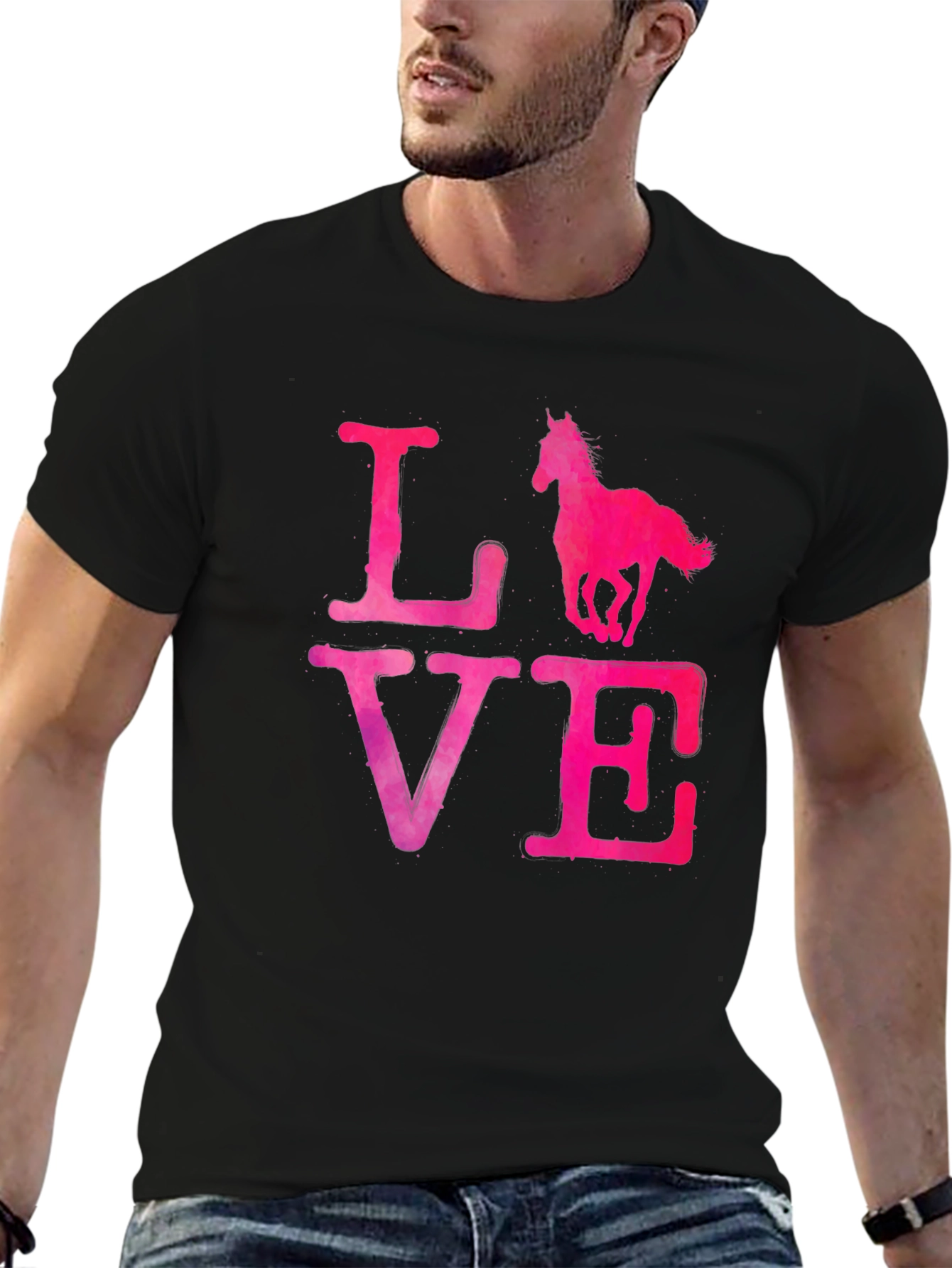 Black Love Horse T-Shirt - Black view 6