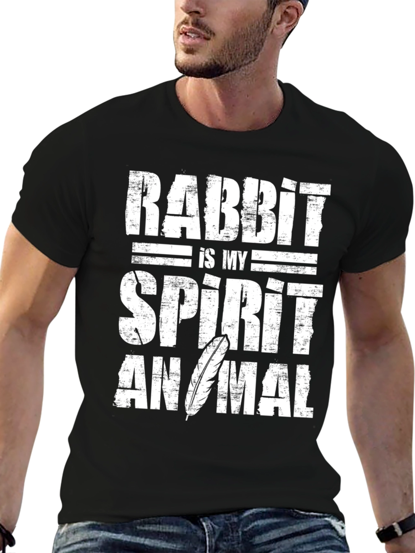 Black Rabbit Spirit Animal Graphic Tee - Soft Cotton view 6