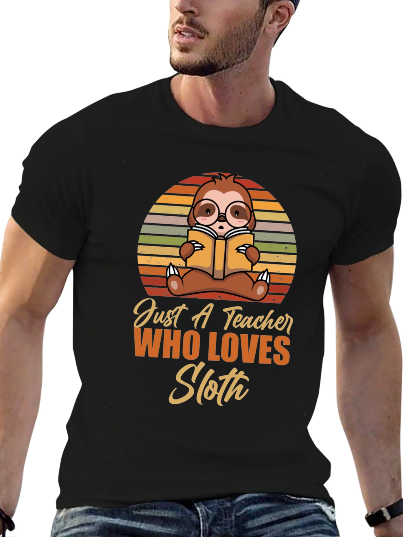 Black Teacher Sloth T-Shirt view 6