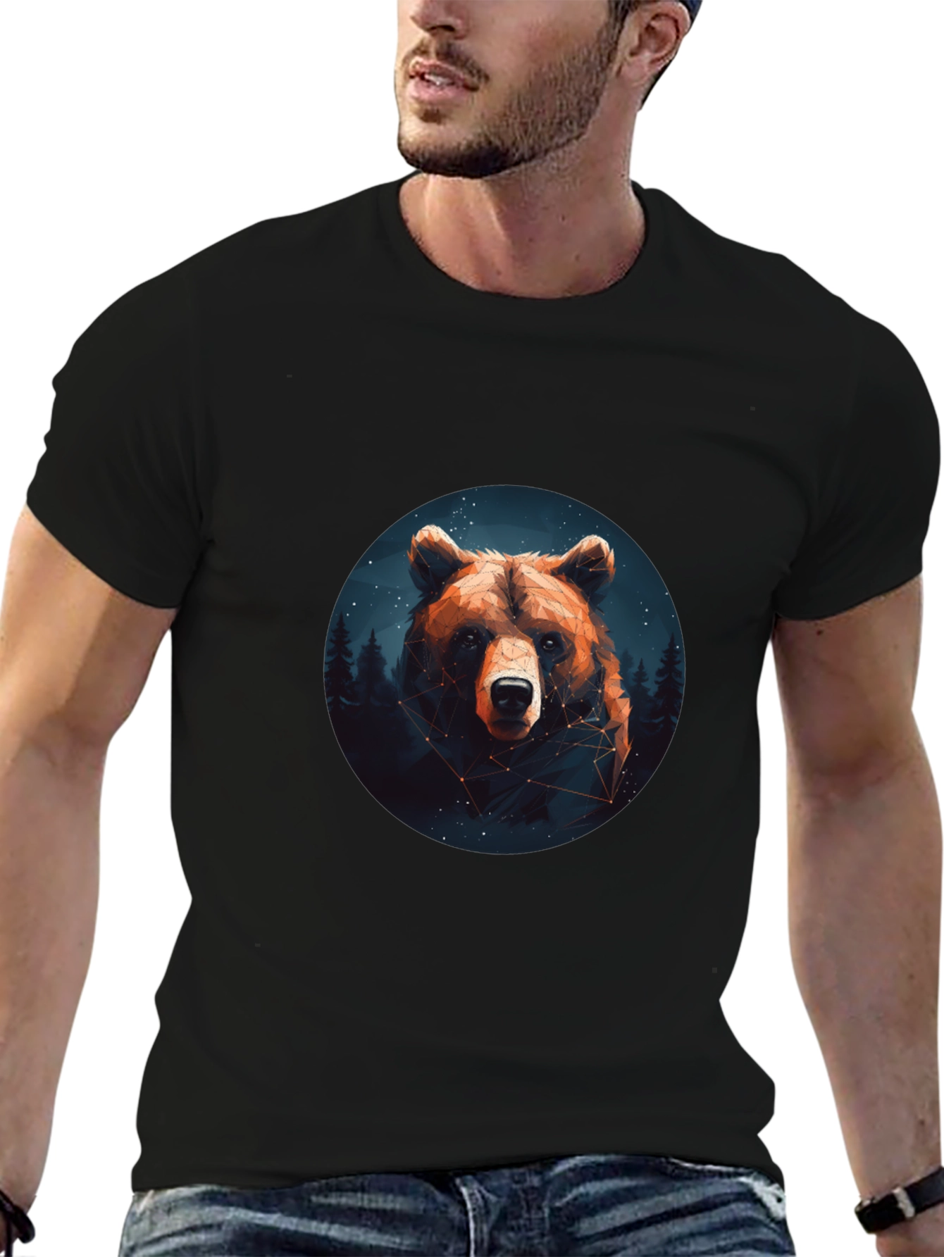 Black Bear Constellation Graphic Black T-Shirt view 6