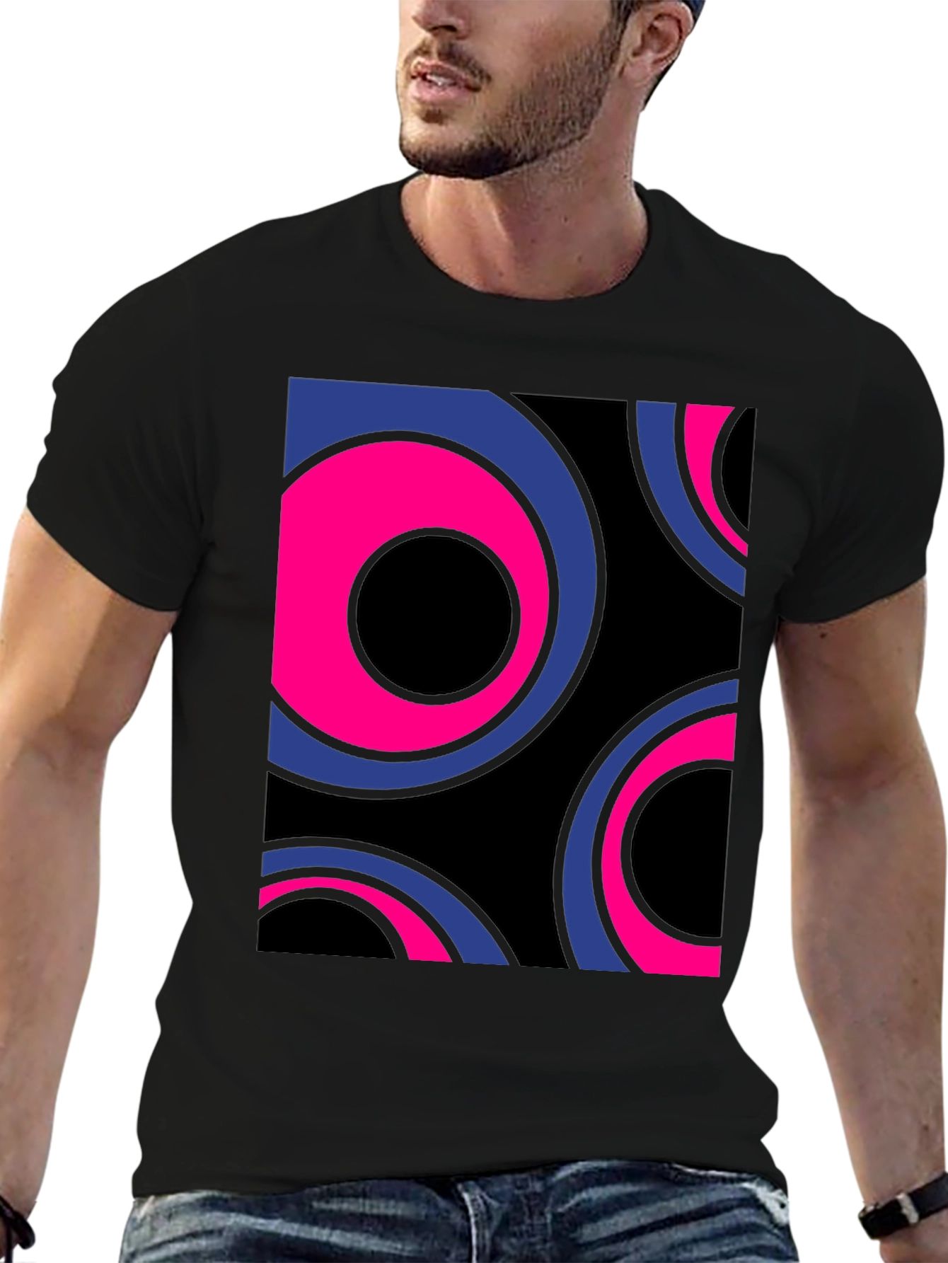 Black Retro Circle Graphic Tee - Bold Style view 6