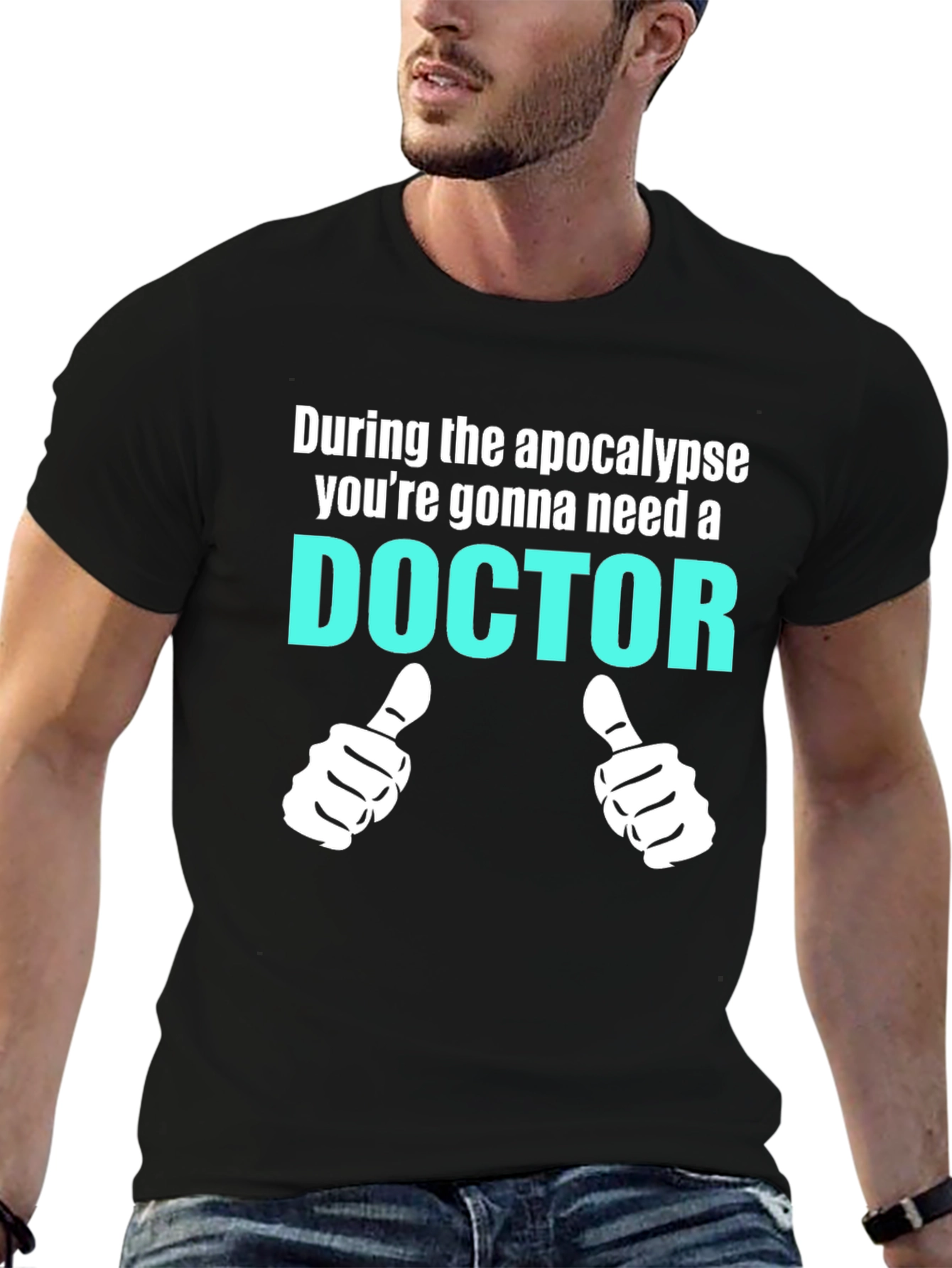 Black Apocalypse Doctor T-Shirt Funny Novelty Tee view 6
