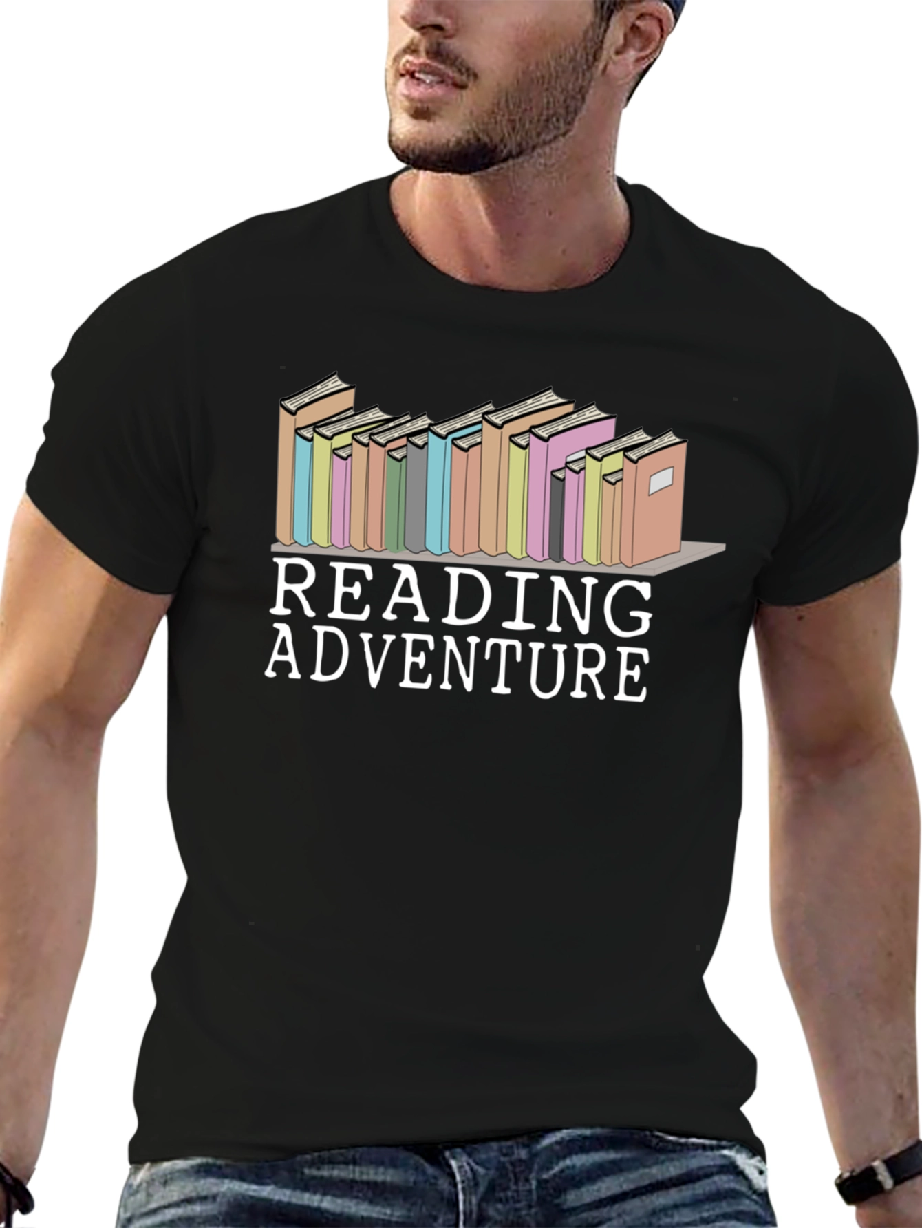 Black Reading Adventure Graphic T-Shirt view 6