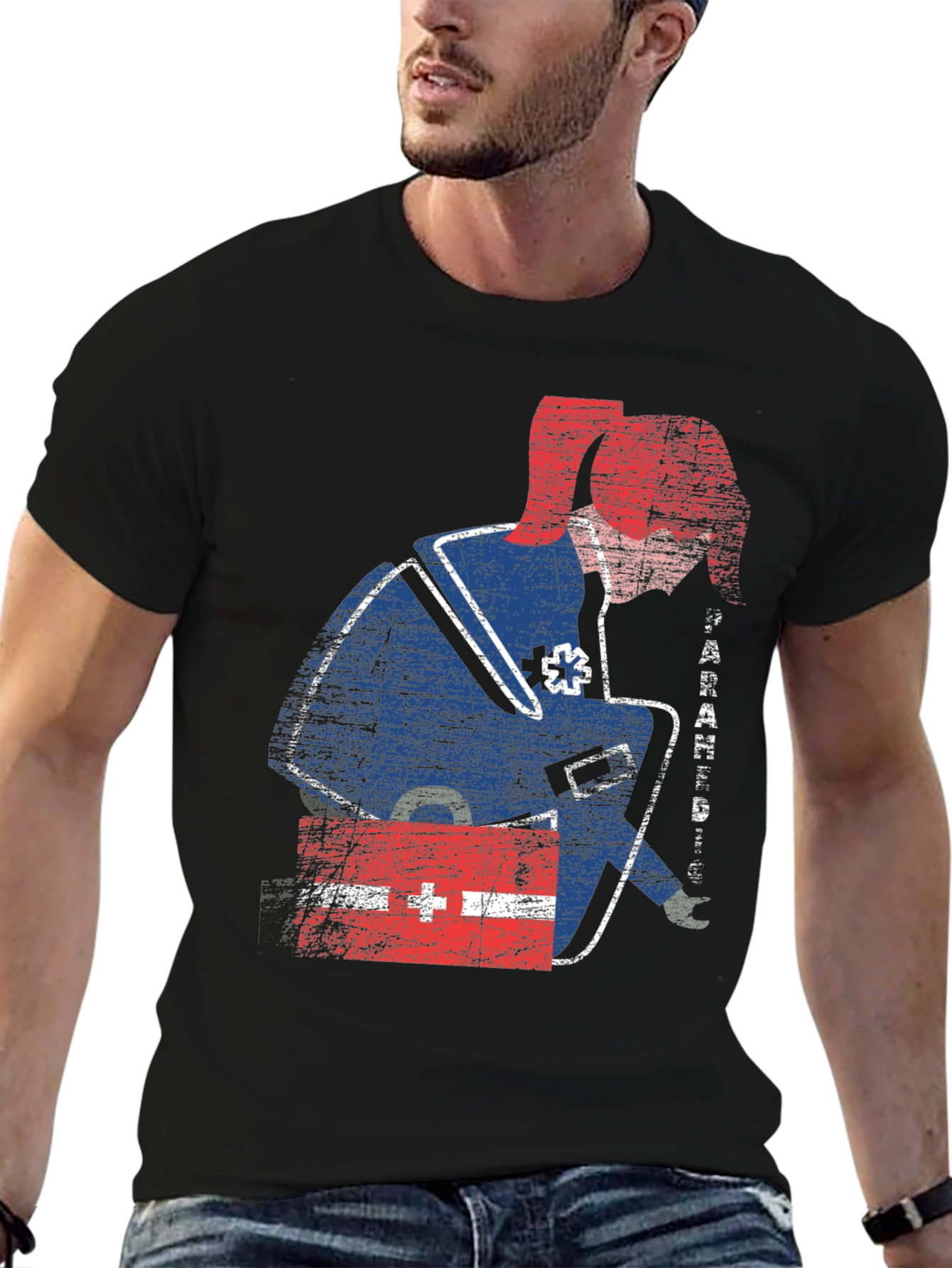 Black Paramedic Graphic T-Shirt - Grunge Style view 6