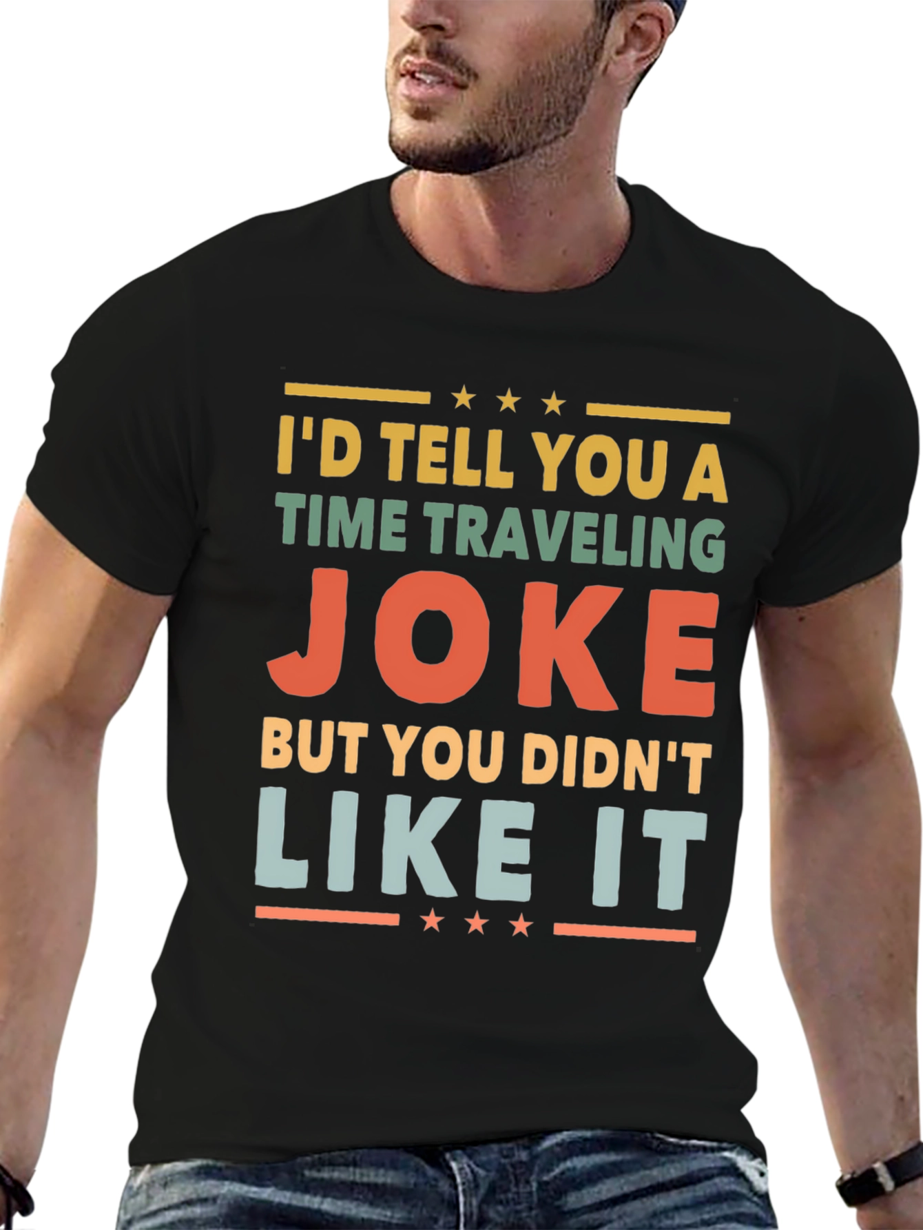 Black Time Traveling Joke Graphic Tee view 6