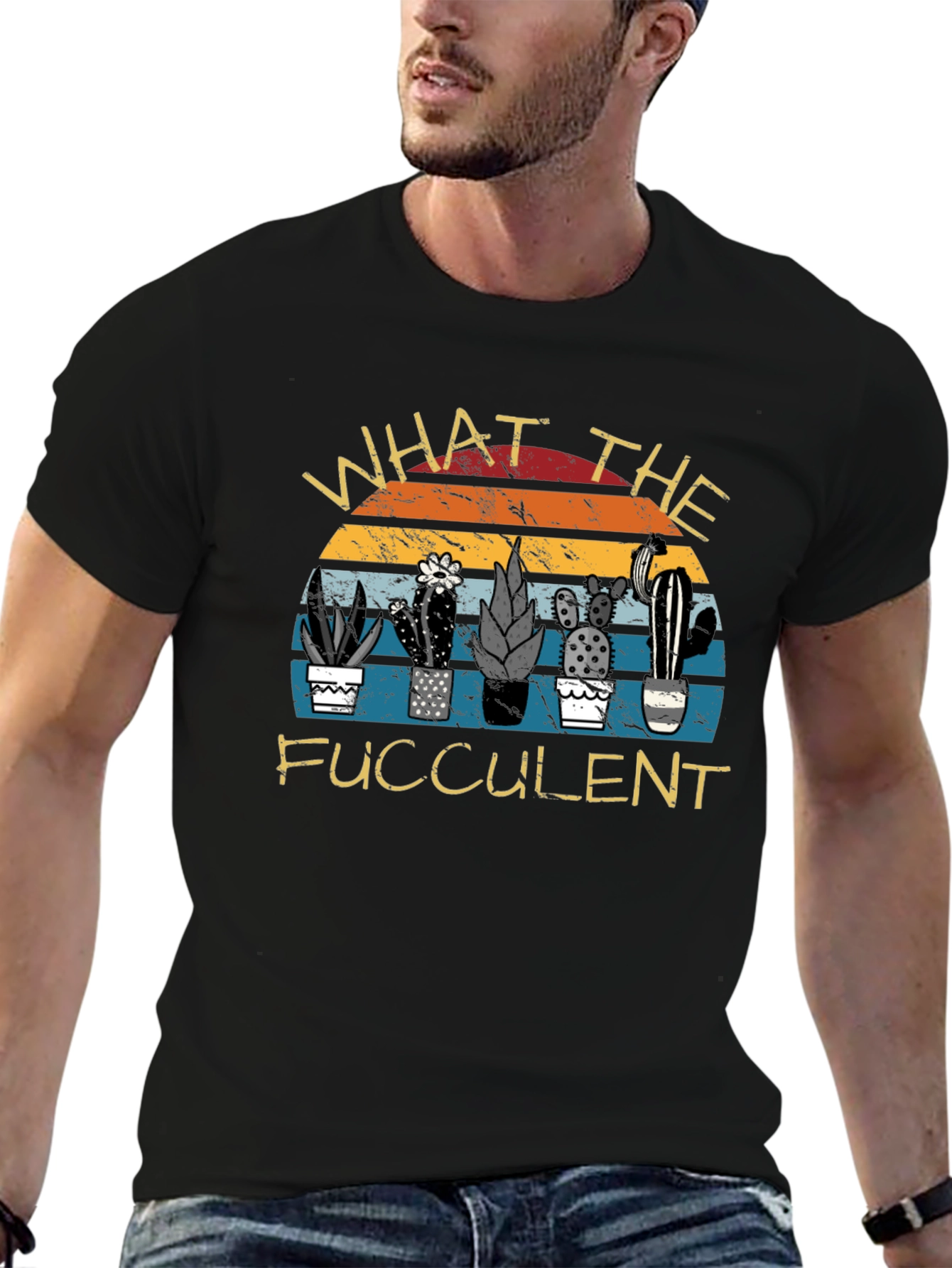 Black What the Fucculent Graphic T-Shirt view 6