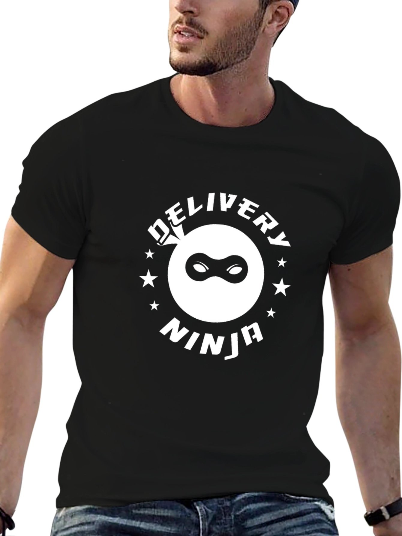 Black Delivery Ninja Graphic T-Shirt - Black view 6