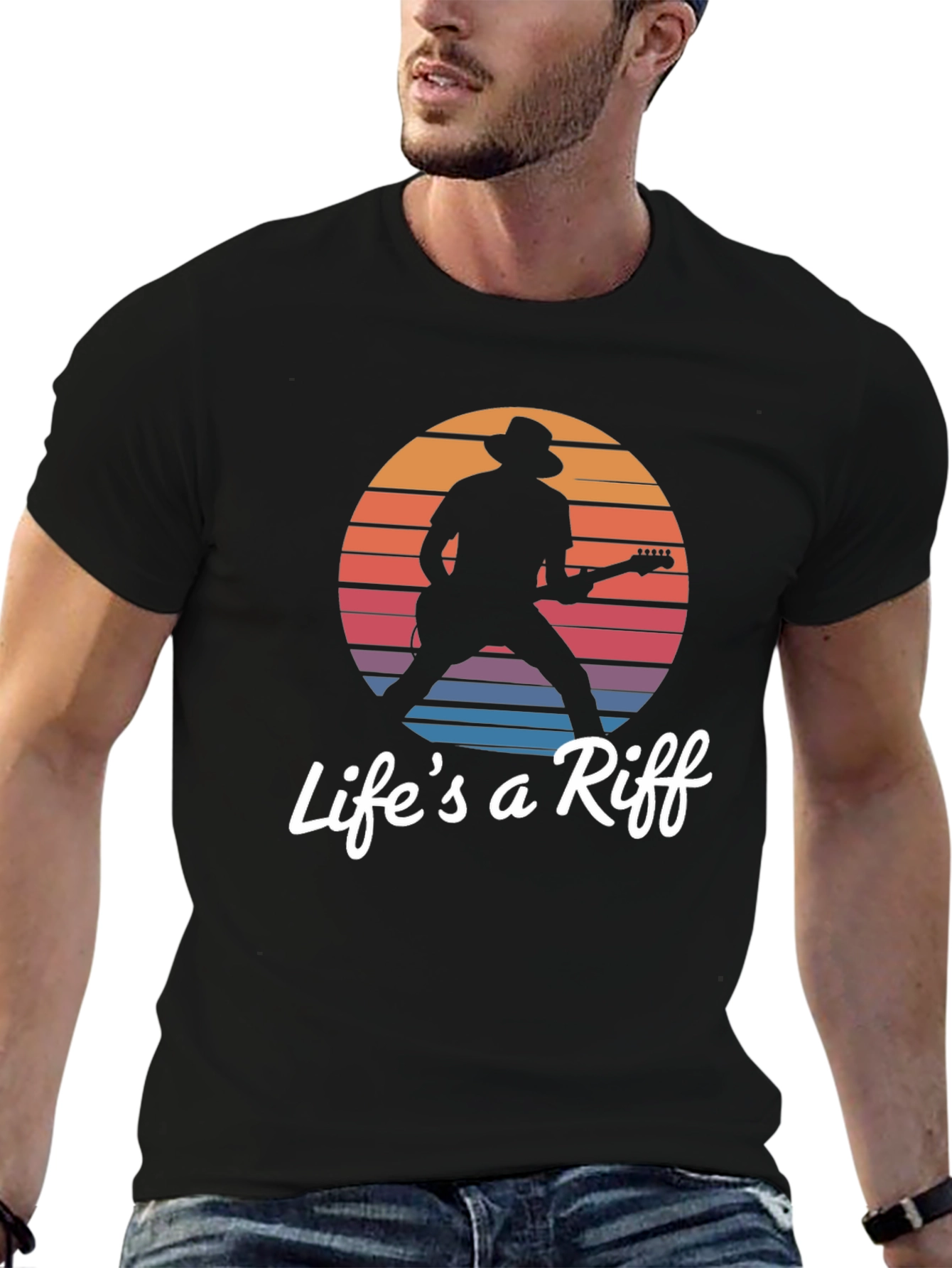 Black Life's a Riff Graphic Tee - Music Lover T-Shirt view 6