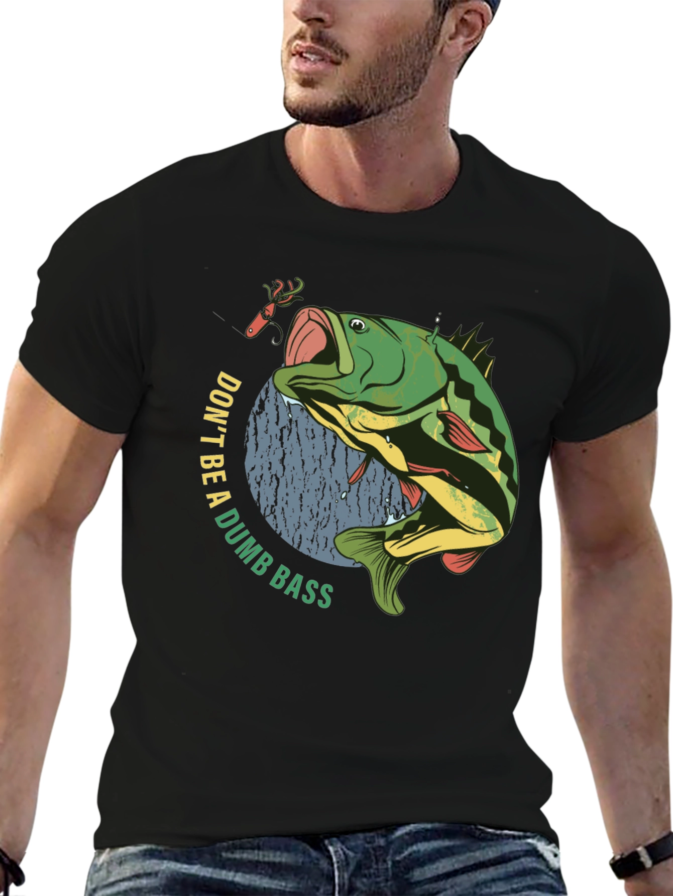 Black Don't Be A Dumb Bass T-Shirt - Fishing Humor Tee view 6