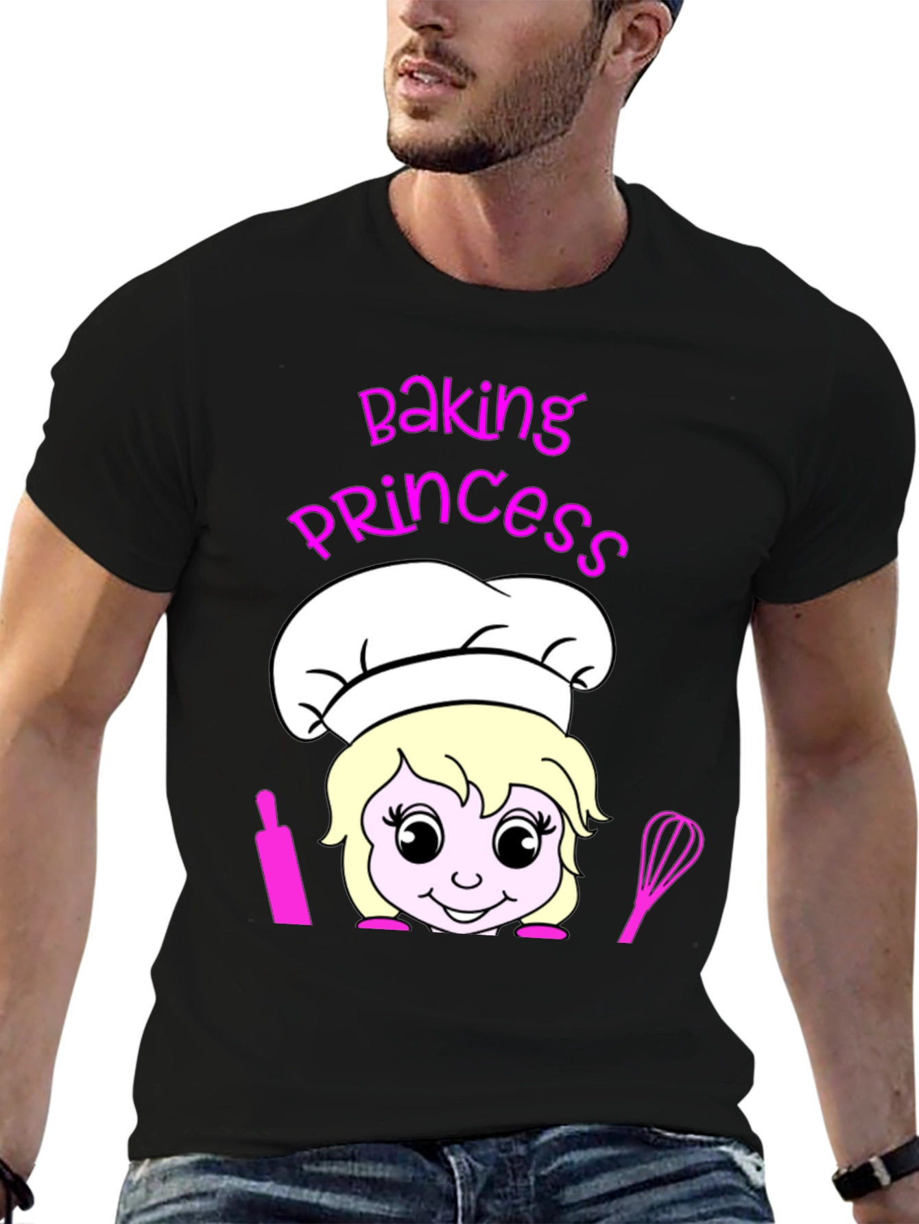 Black Baking Princess T-Shirt - Chef Cartoon Tee view 6
