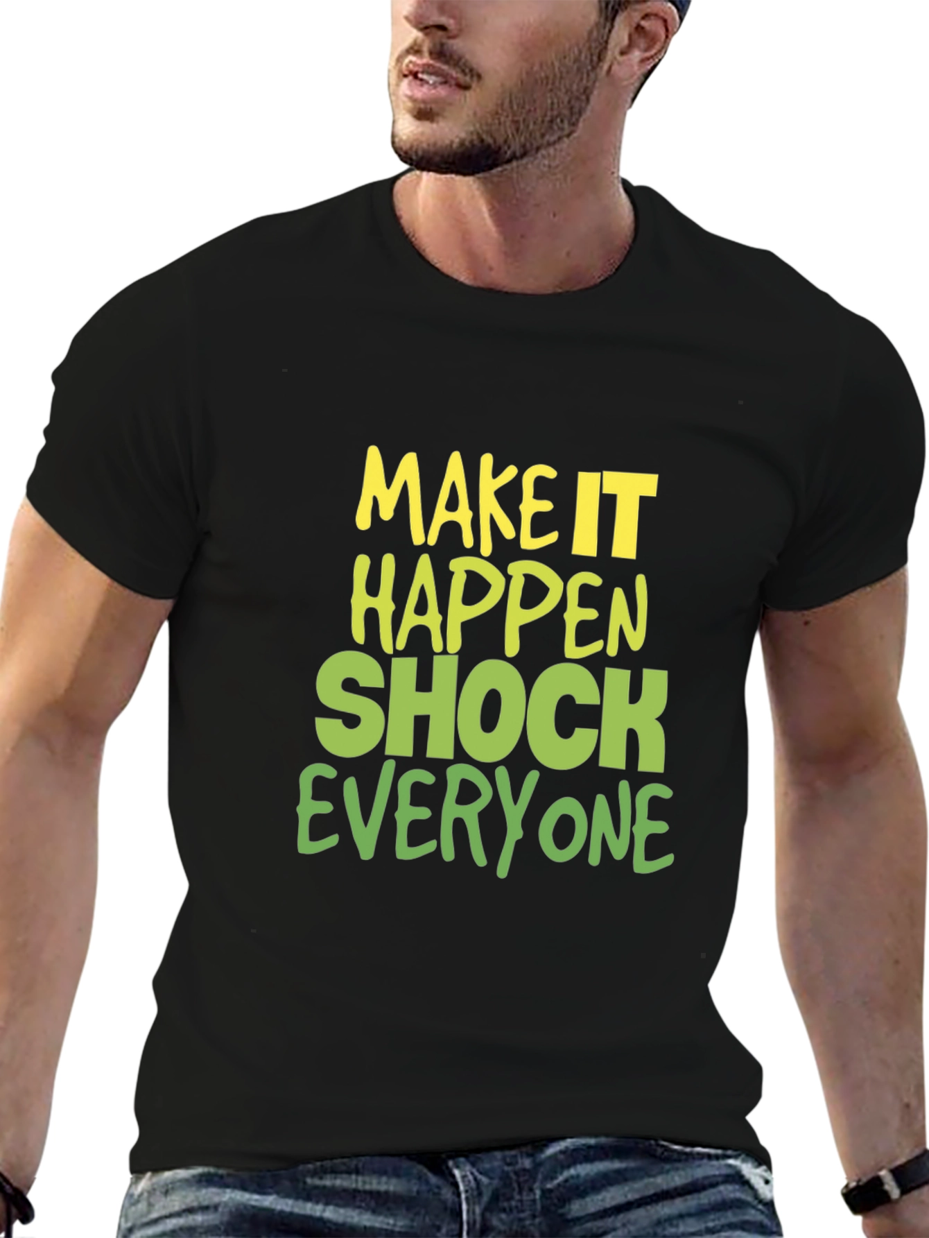 Black Make it Happen Graphic Tee - Black Cotton Blend view 6
