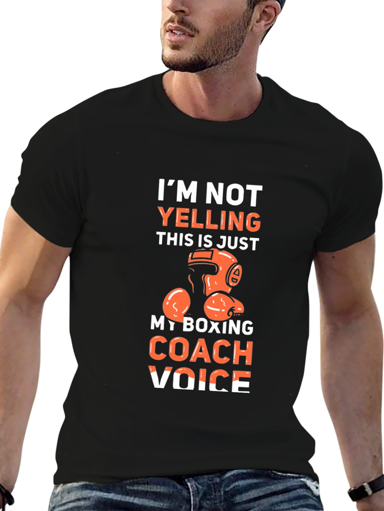 Black Boxing Coach Voice T-Shirt - Funny Boxer Tee view 6