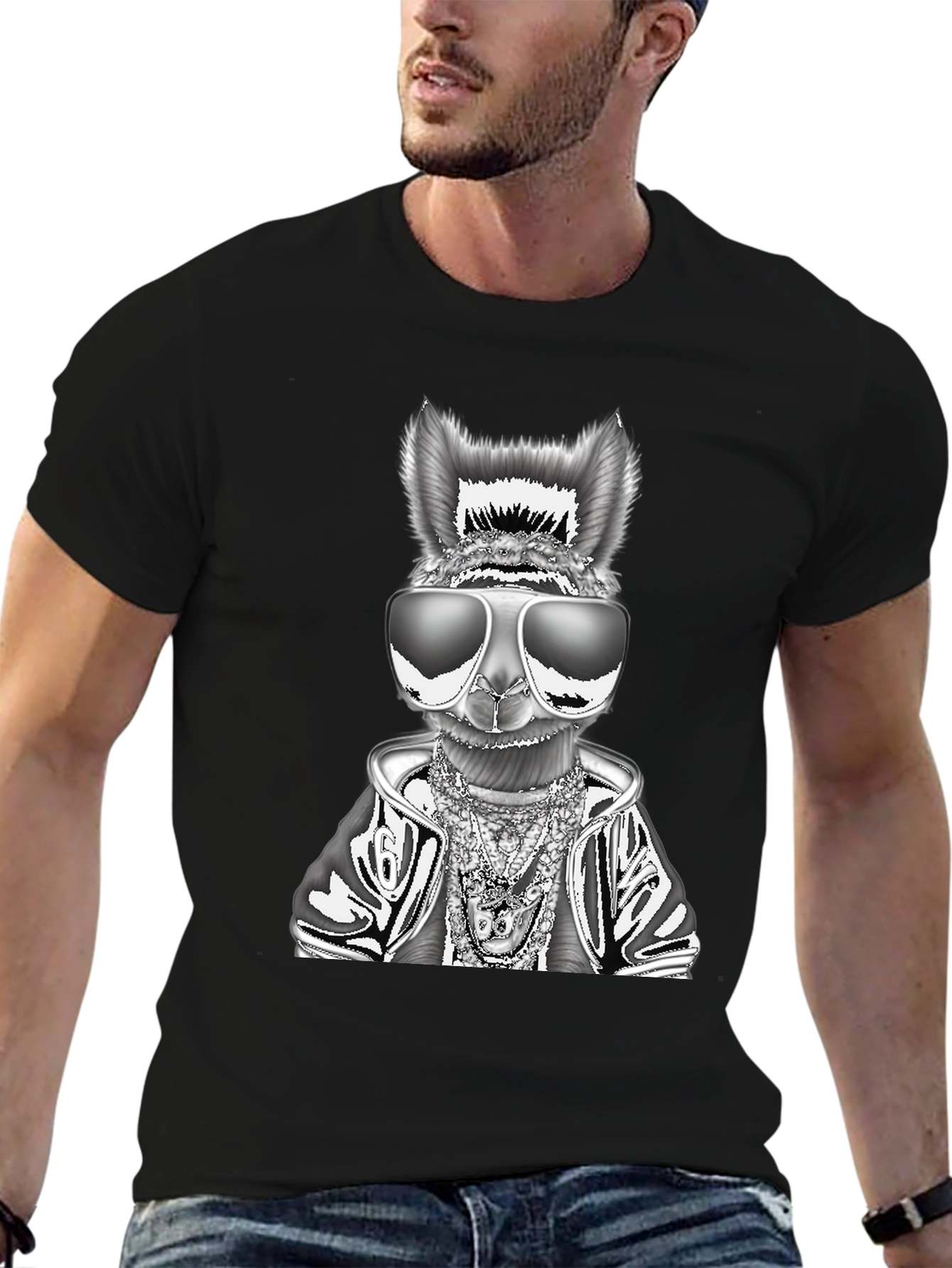 Black Cool Llama Graphic Tee - Black view 6