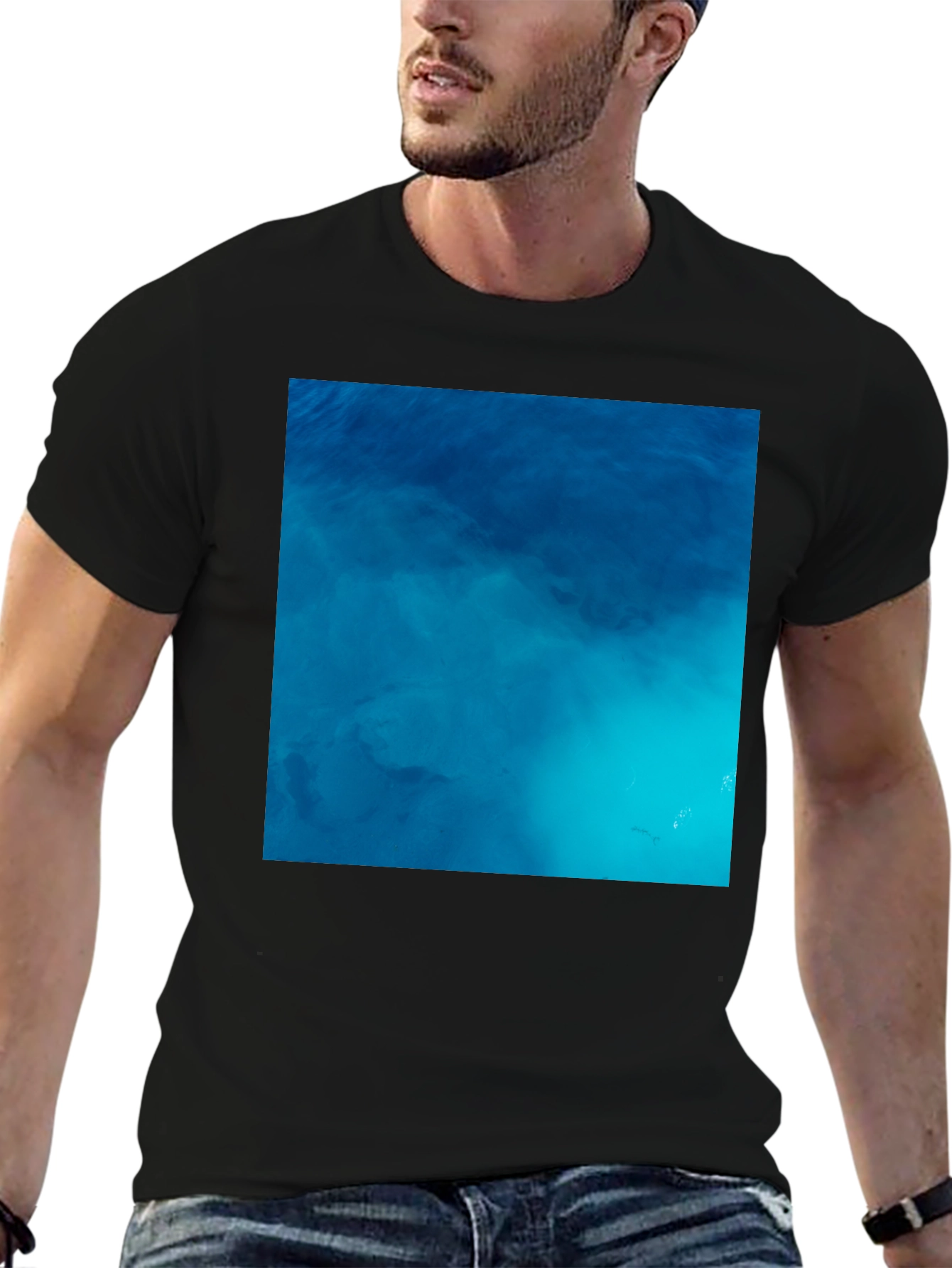 Black Ocean Water Graphic Tee - Relaxed Fit Black Shirt view 6