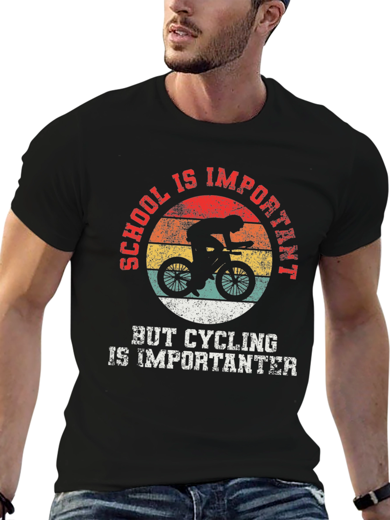 Black Cycling is Importanter T-Shirt view 6