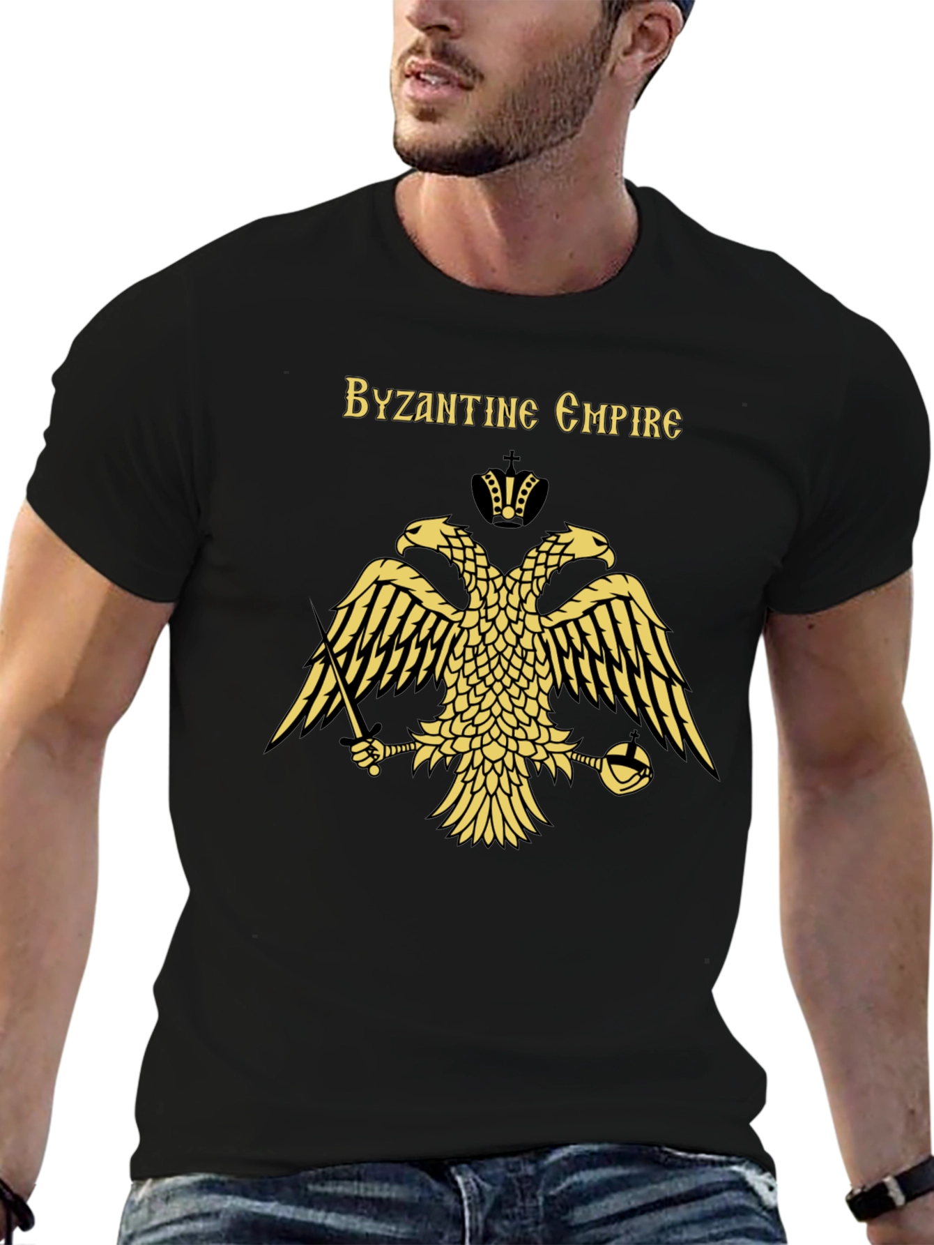 Black Byzantine Empire Double-Headed Eagle T-Shirt view 6