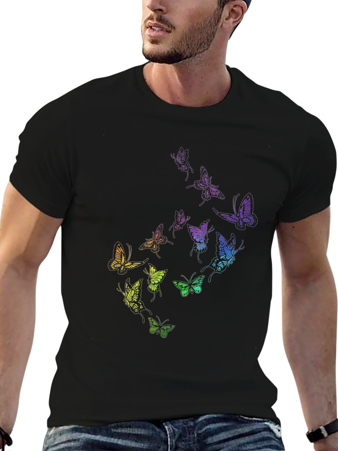 Black Butterfly Graphic Black T-Shirt view 6
