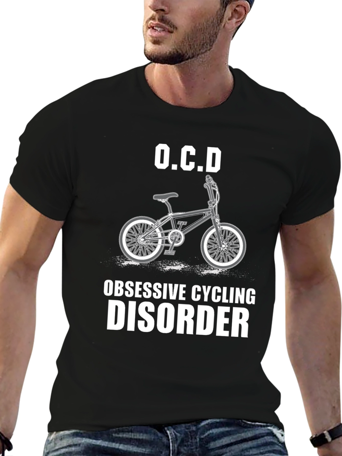 Black OCD Obsessive Cycling Disorder Black T-Shirt view 6