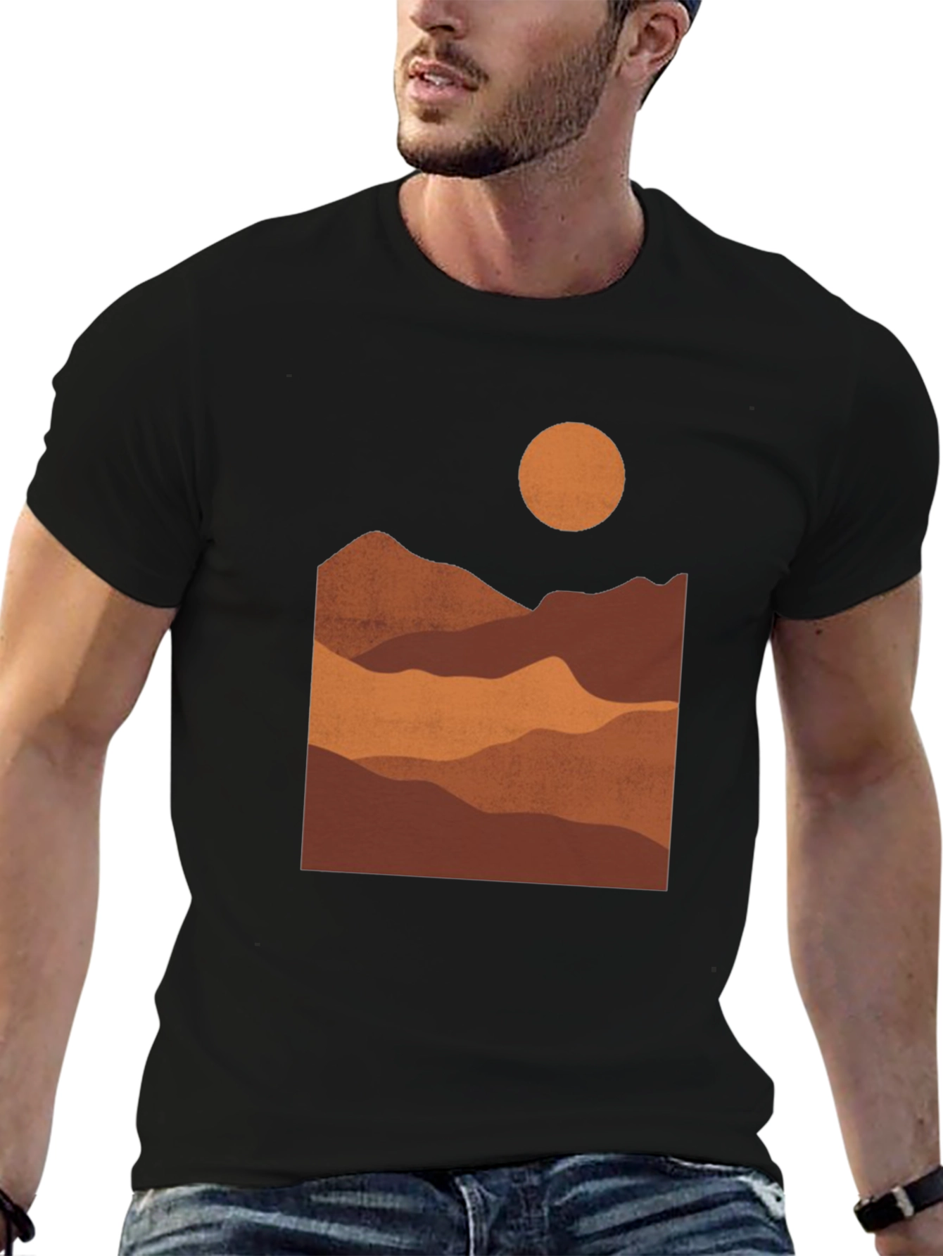 Black Mountains at Sunset Black Graphic Tee view 6