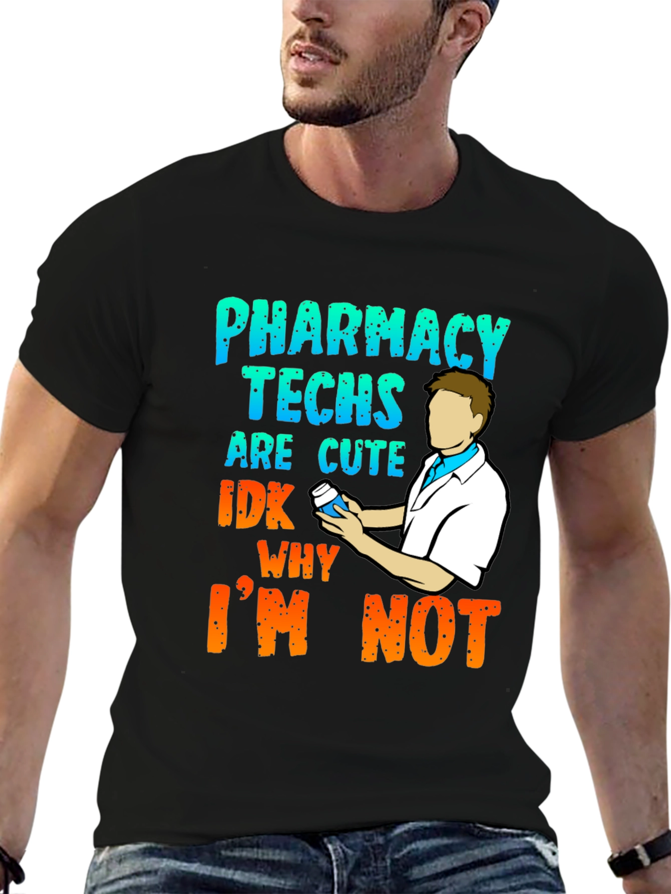 Black Pharmacy Techs are Cute T-Shirt view 6