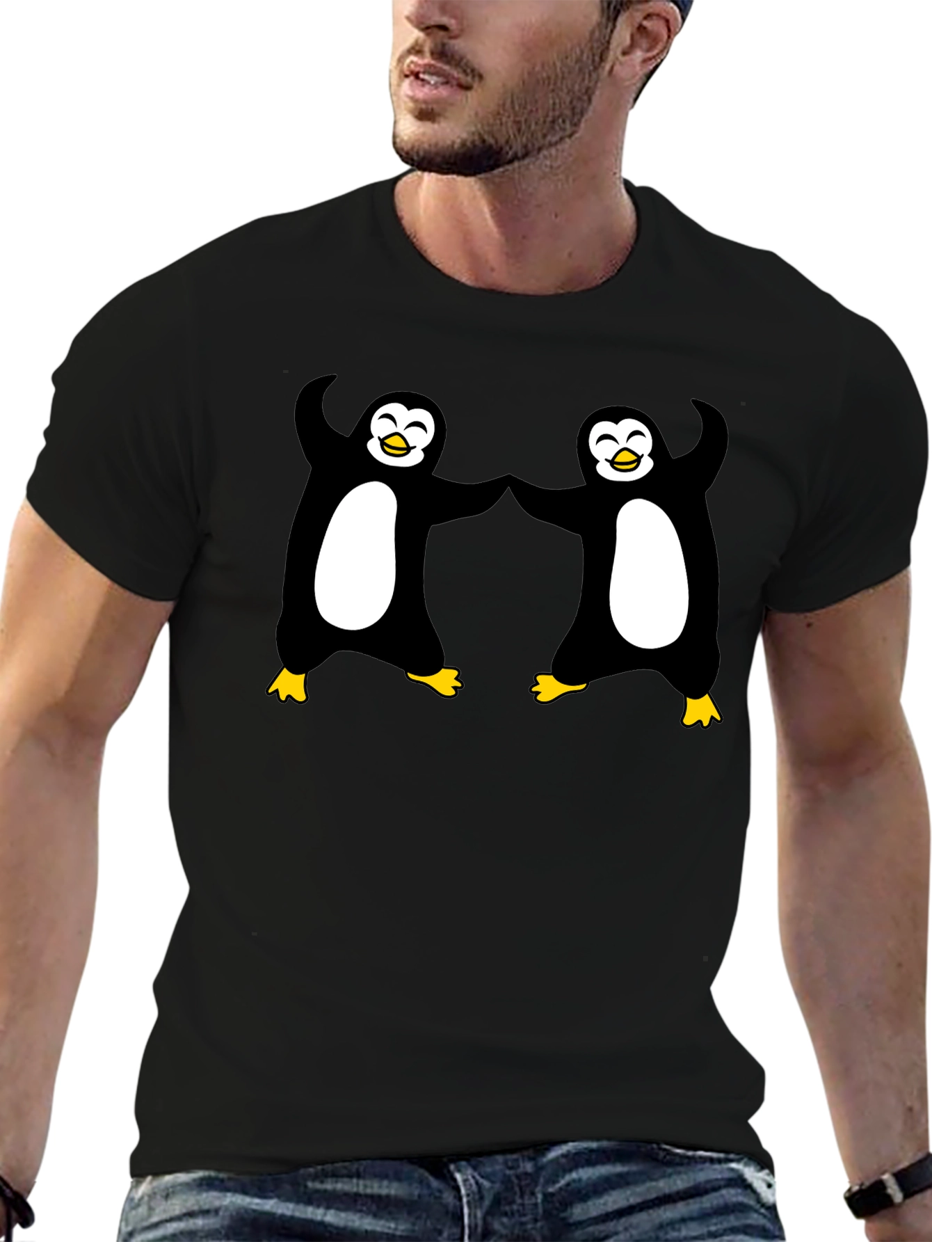 Black Dancing Penguins Black T-Shirt - Cute & Fun view 6