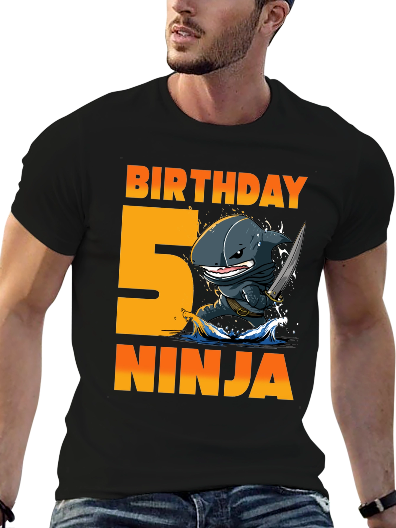 Black Birthday 5 Ninja T-Shirt view 6