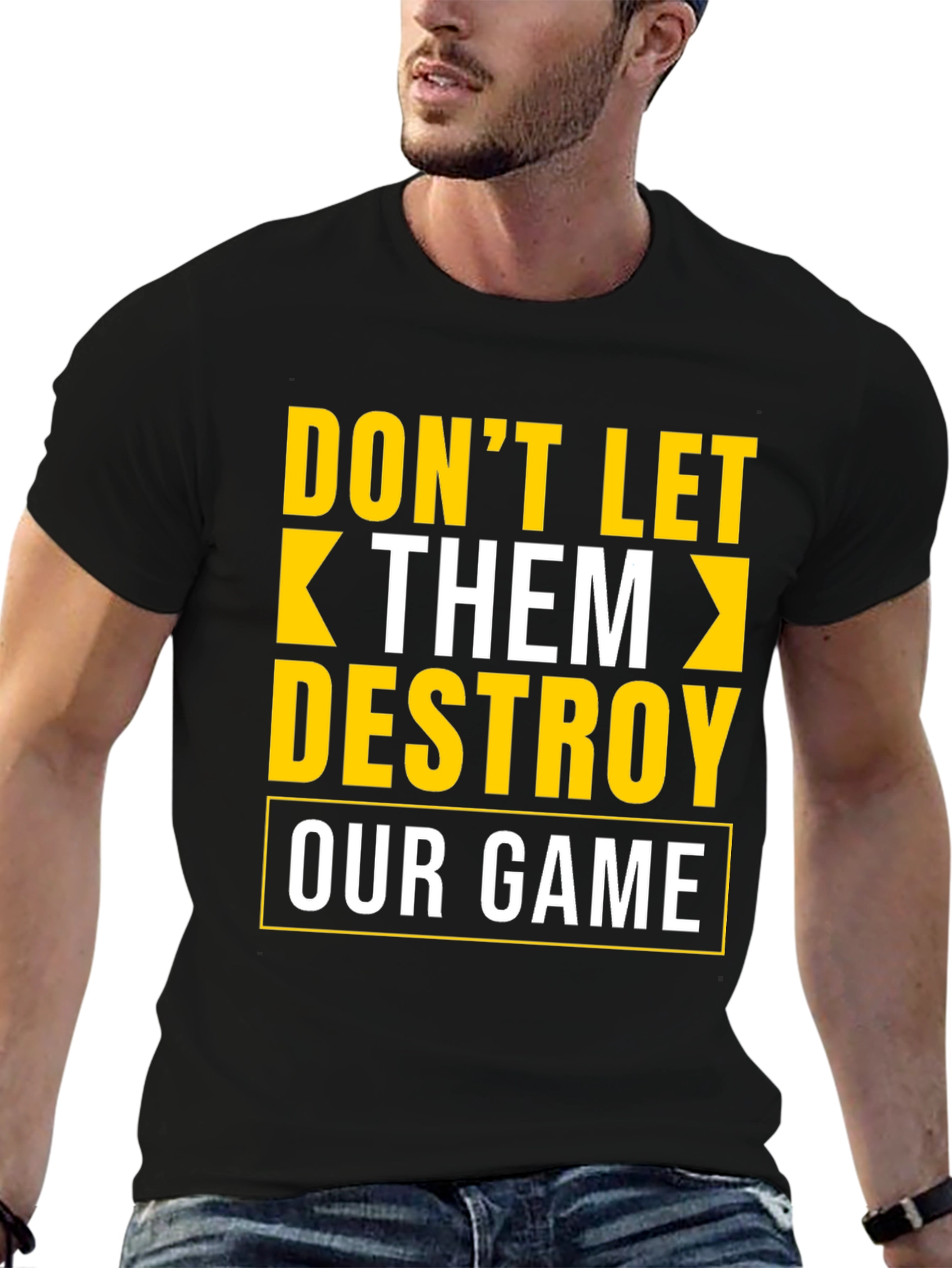 Black Don't Let Them Destroy Our Game Graphic Tee view 6