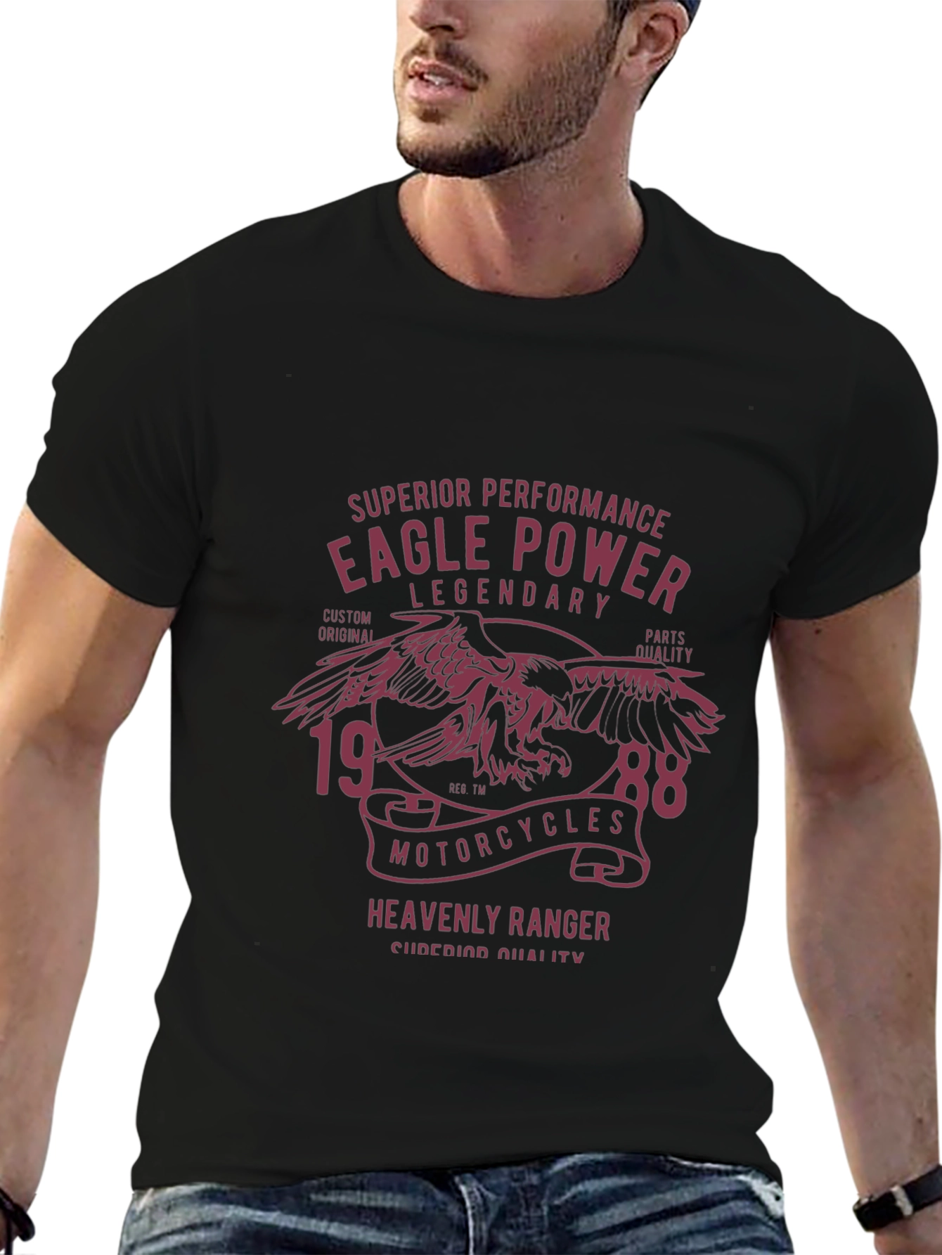 Black Eagle Power Motorcycle T-Shirt - Legendary Design view 6