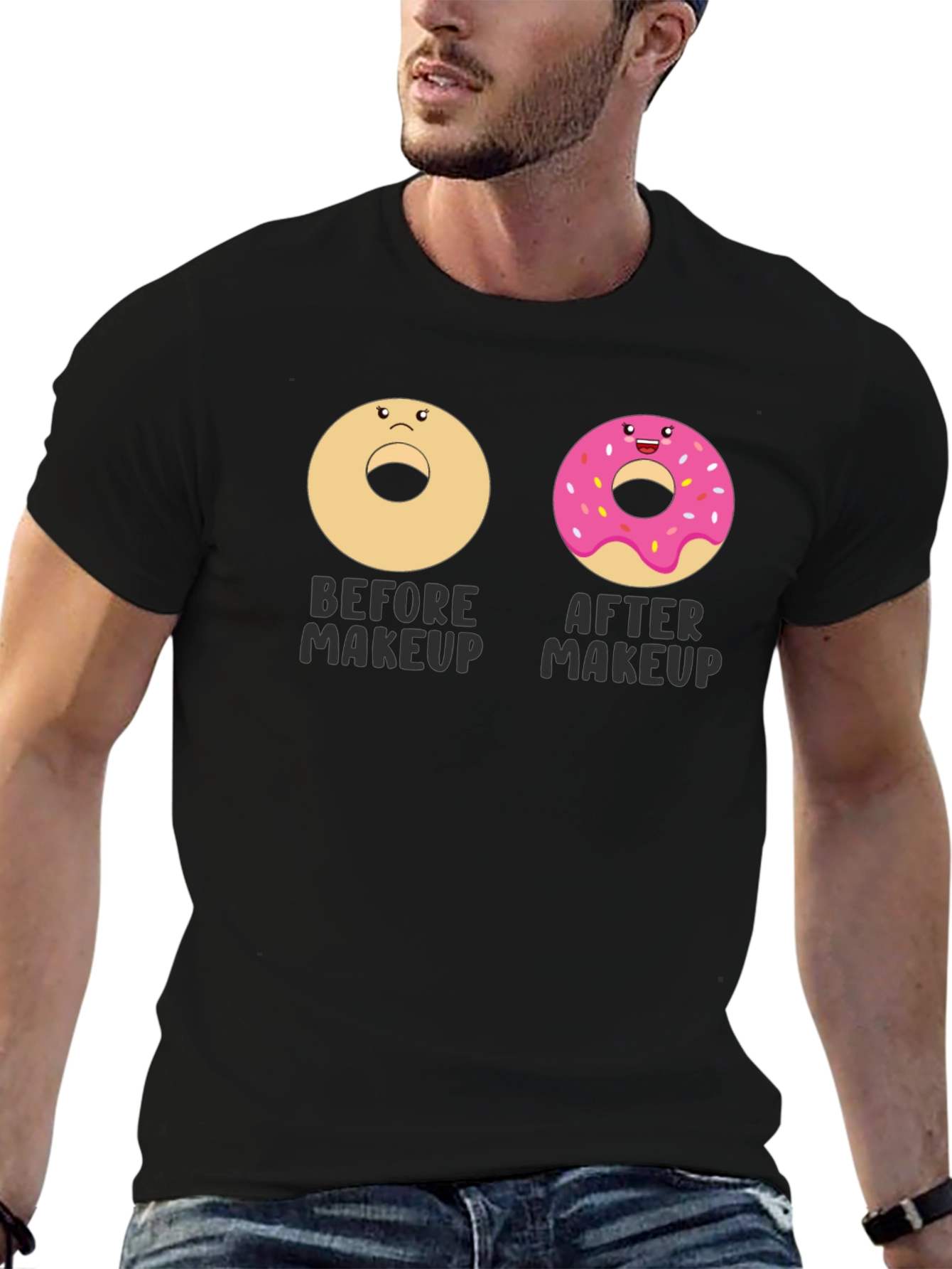 Black Donut Makeup Funny T-Shirt, Graphic Tee view 6
