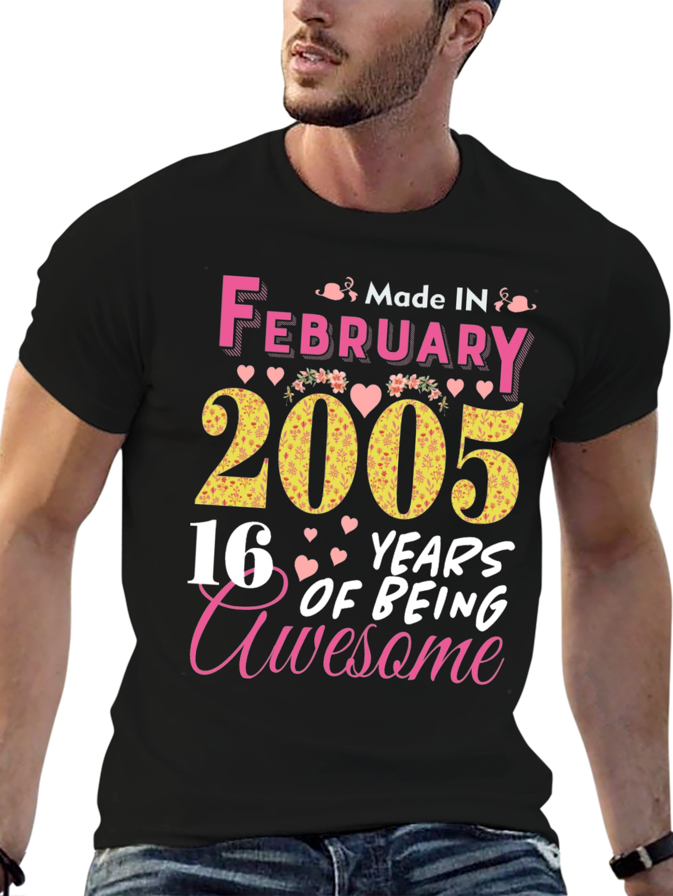 Black February 2005 16 Years Awesome T-Shirt view 6