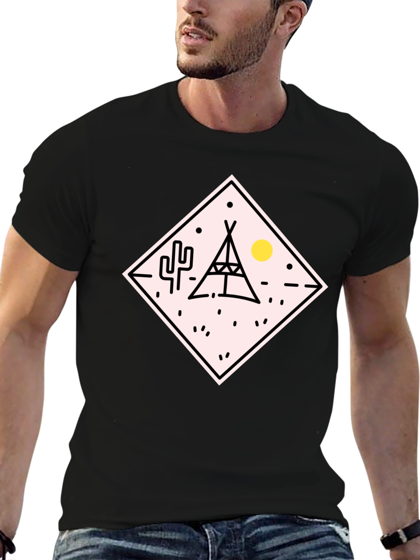Black Teepee Desert Graphic T-Shirt - Black view 6