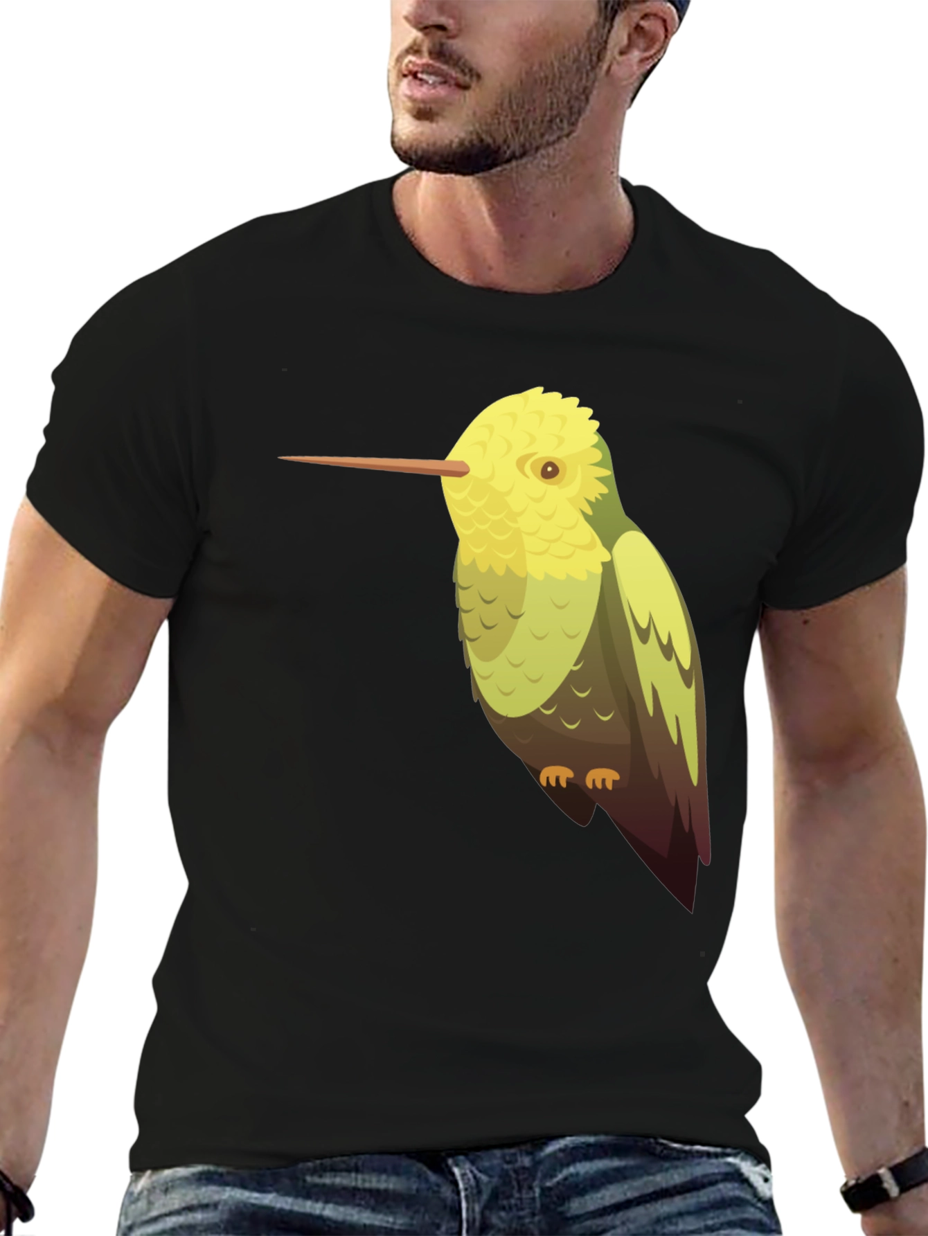 Black Hummingbird Graphic Tee - Black Cotton Blend view 6