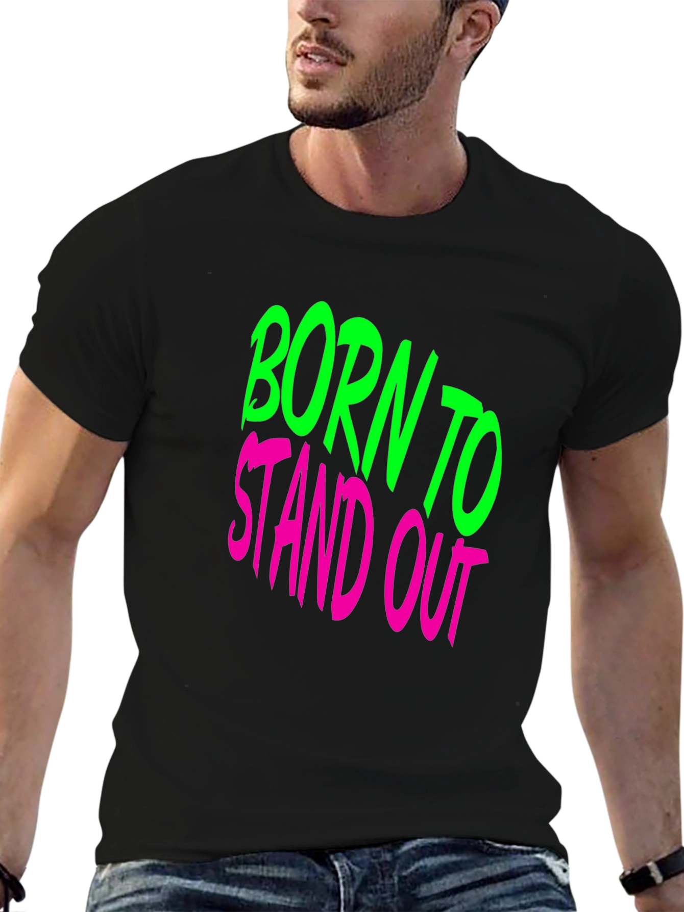 Black Born to Stand Out Graphic T-Shirt view 6