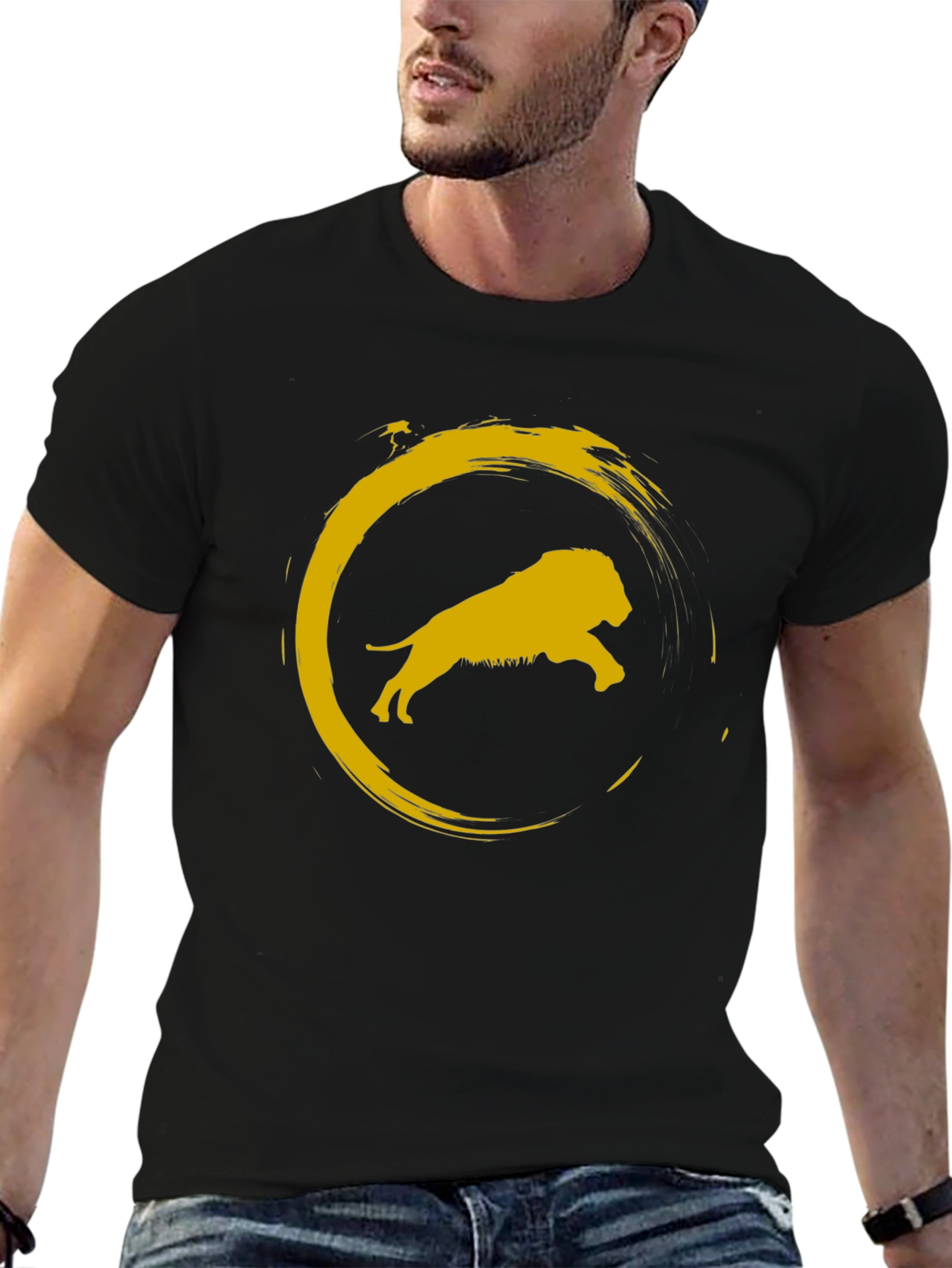 Black Lion Circle Graphic Tee - Stylish Menswear view 6