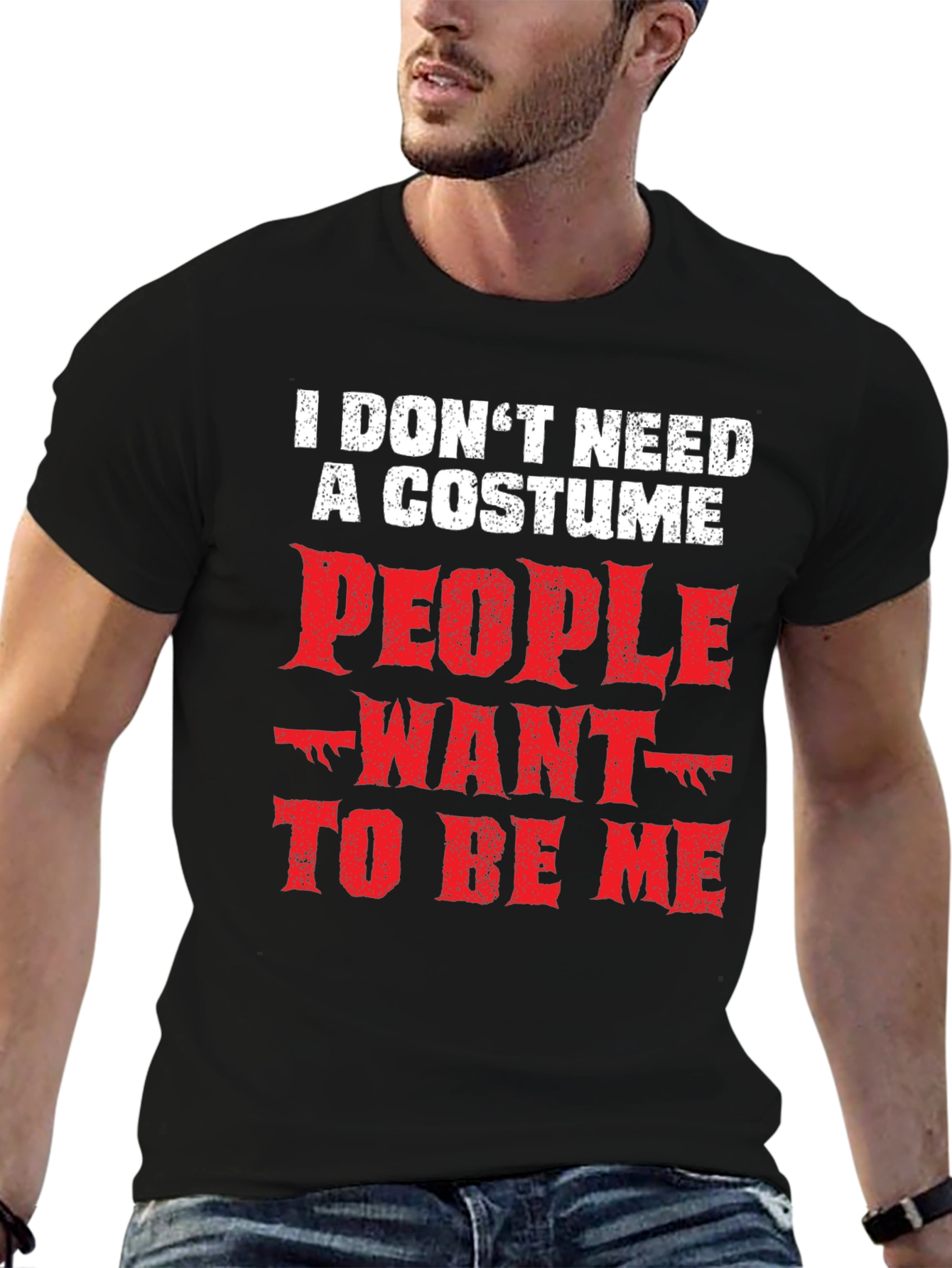 Black Funny "I Don't Need a Costume" Graphic Tee view 6