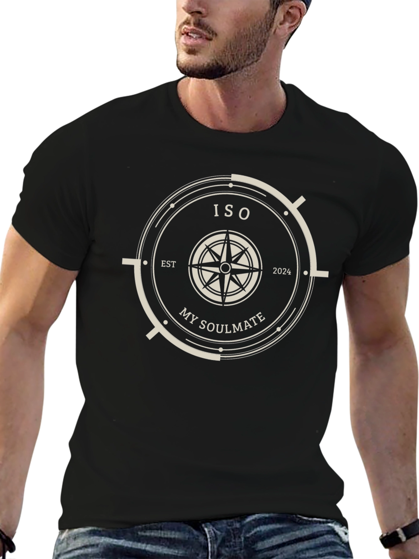 Black ISO My Soulmate Compass Graphic T-Shirt view 6