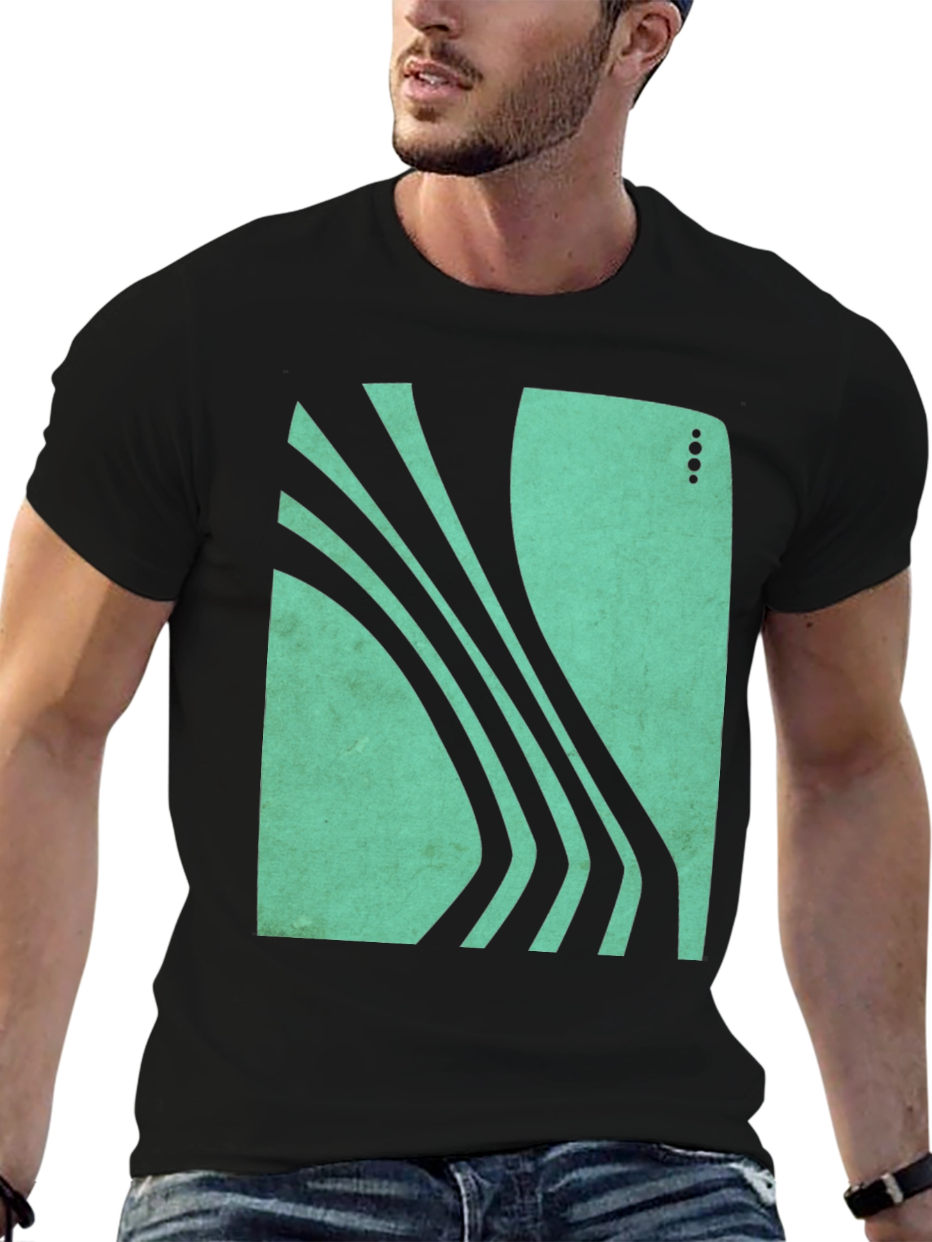 Black Abstract Graphic Print Black T-Shirt view 6